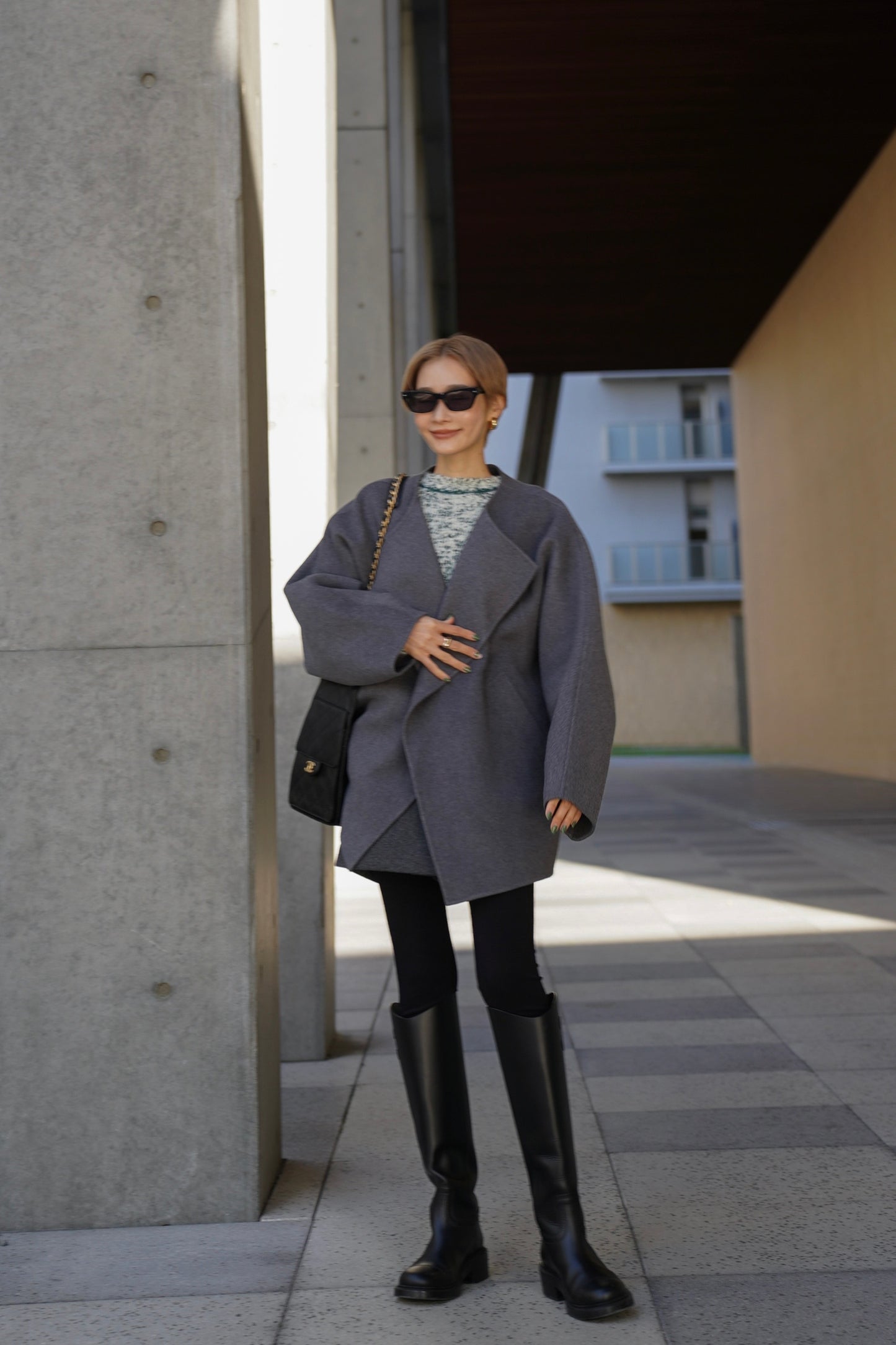 【予約販売1月下旬配送】 SUPER140ショートリバーコート【GRAY】