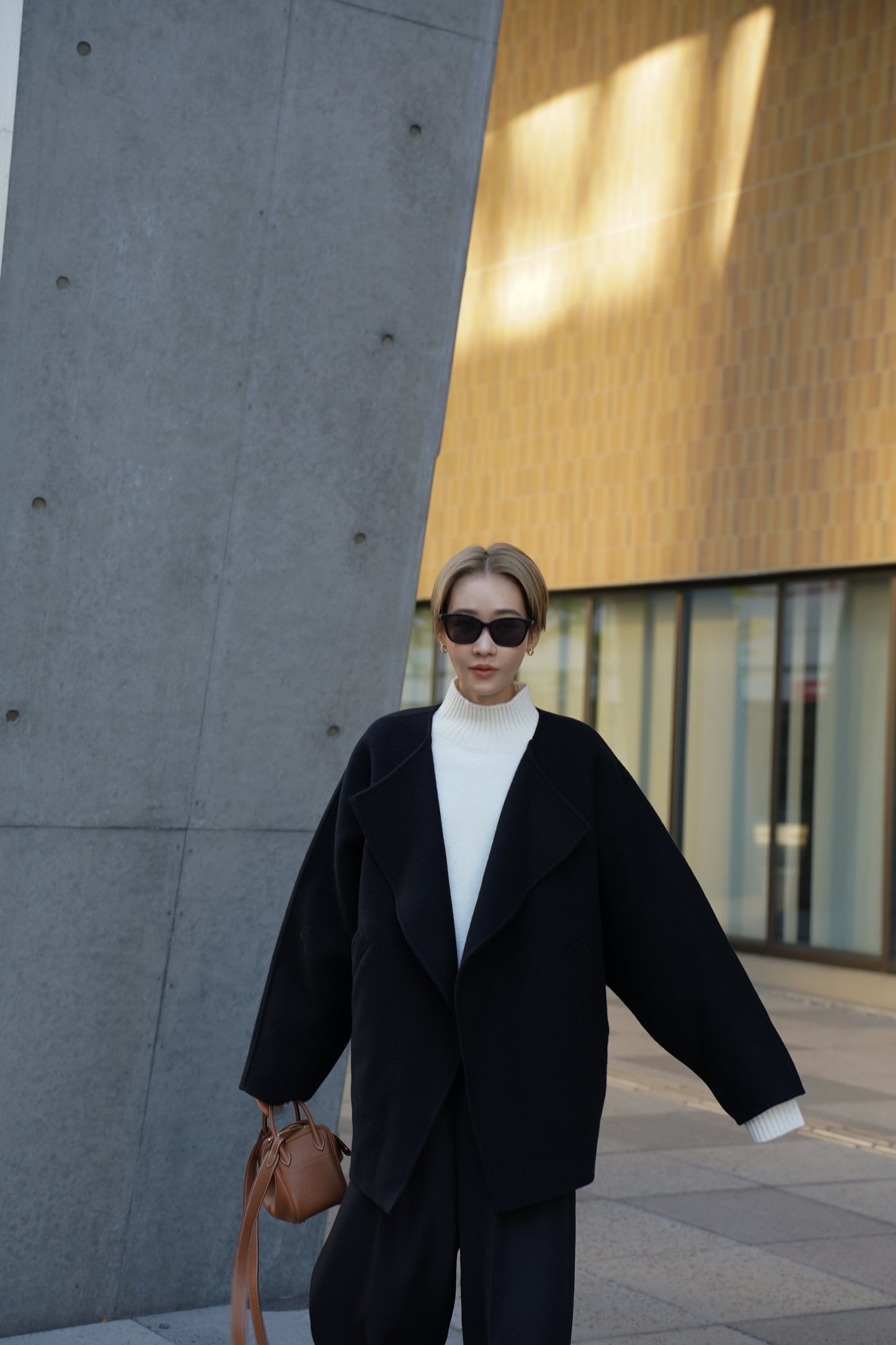 【予約販売1月下旬配送】 SUPER140ショートリバーコート【BLACK】