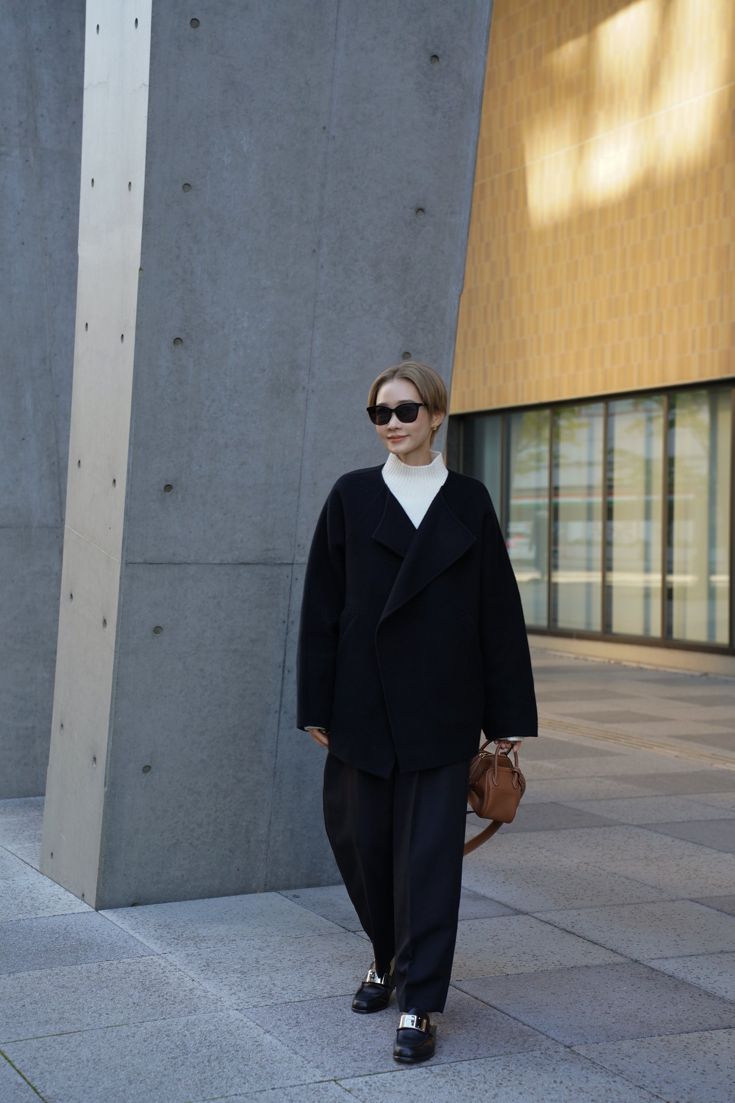 【予約販売1月下旬配送】 SUPER140ショートリバーコート【BLACK】