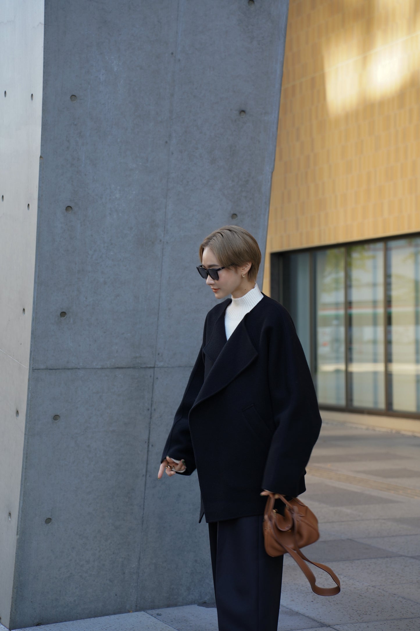 【予約販売1月下旬配送】 SUPER140ショートリバーコート【BLACK】