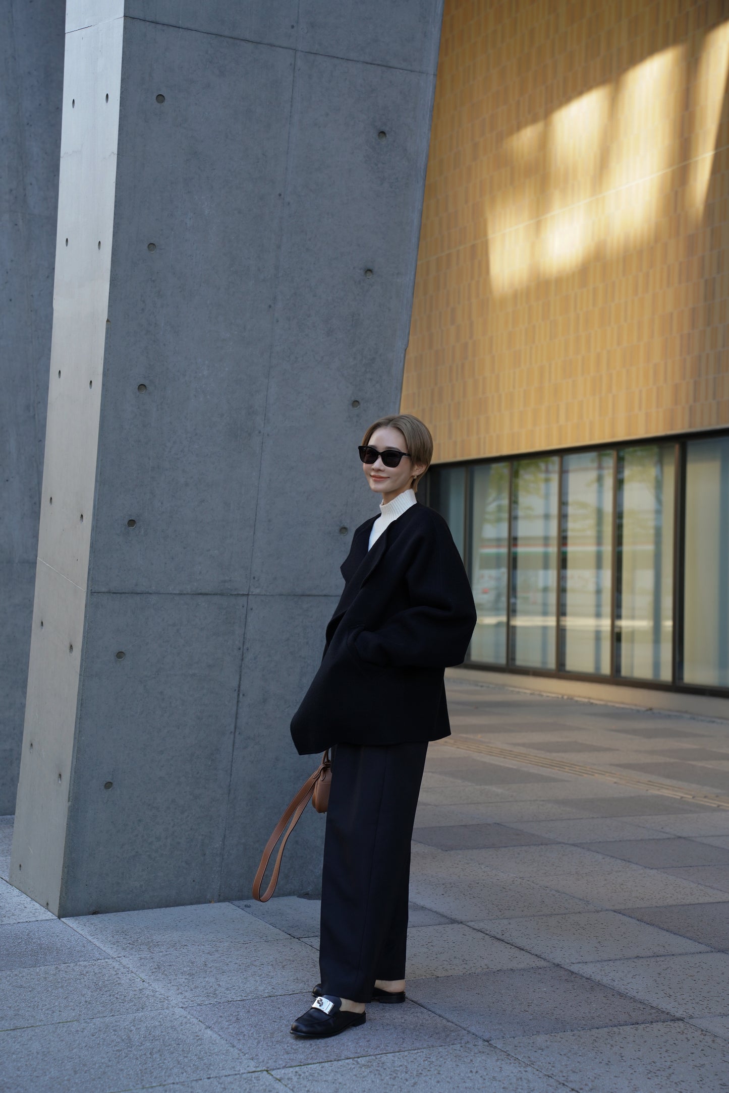 【予約販売1月下旬配送】 SUPER140ショートリバーコート【BLACK】