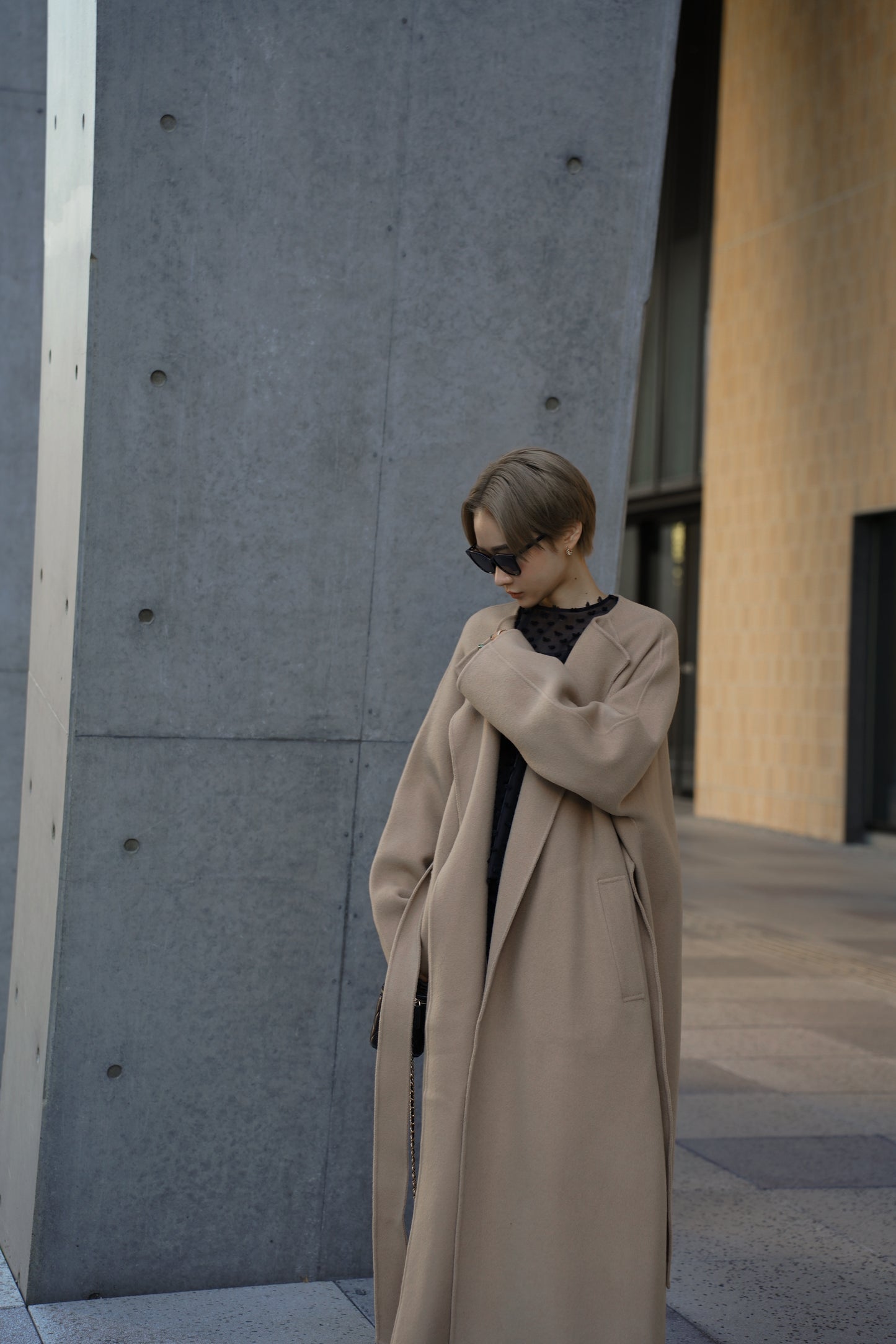 【予約販売1月下旬配送】 SUPER140ロングリバーコート【BEIGE】