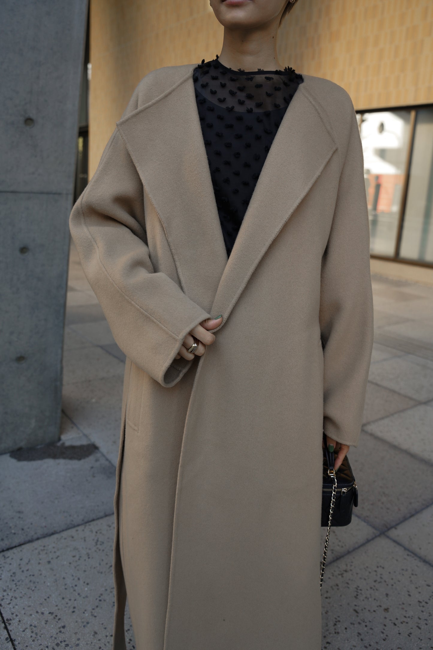 【予約販売1月下旬配送】 SUPER140ロングリバーコート【BEIGE】