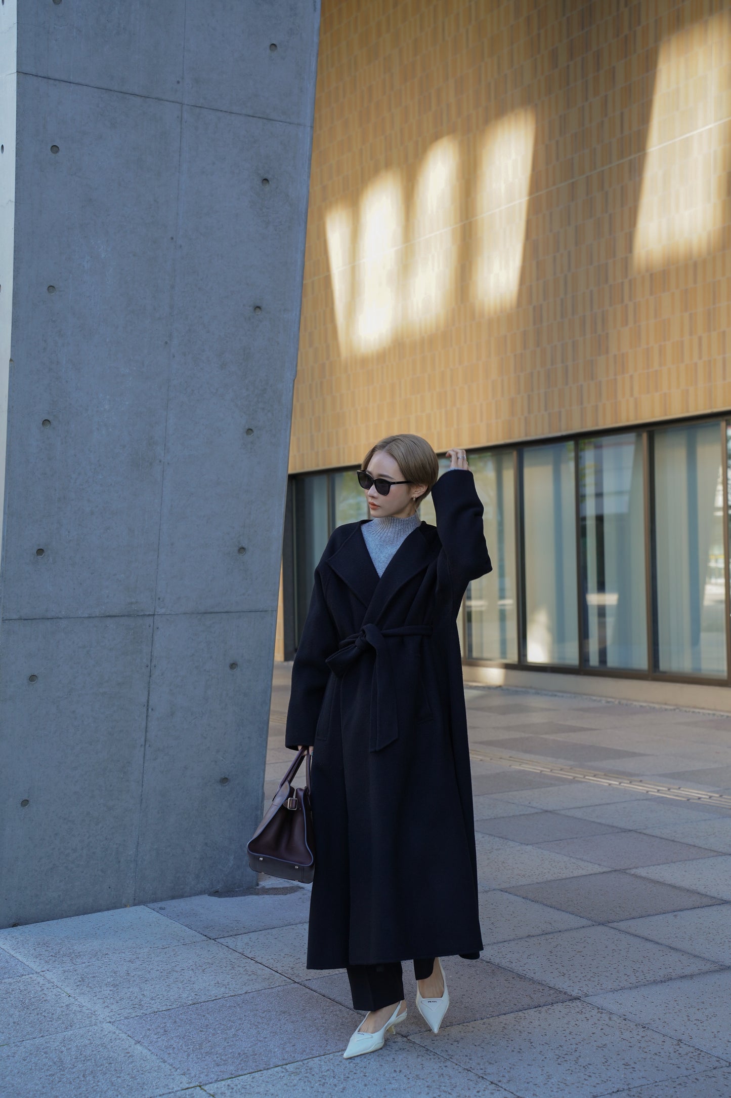 【予約販売1月下旬配送】 SUPER140ロングリバーコート【BLACK】