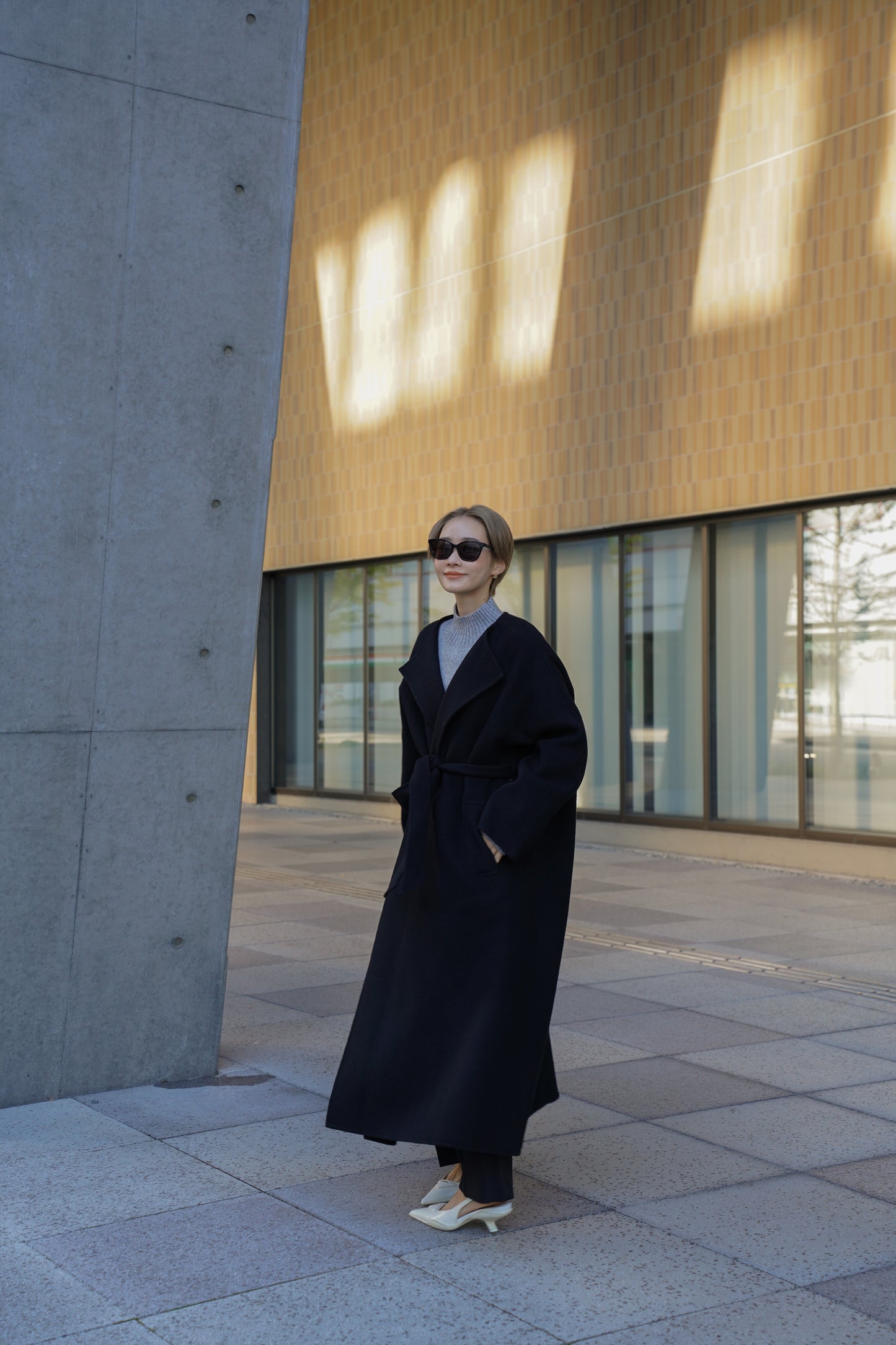 【予約販売1月下旬配送】 SUPER140ロングリバーコート【BLACK】