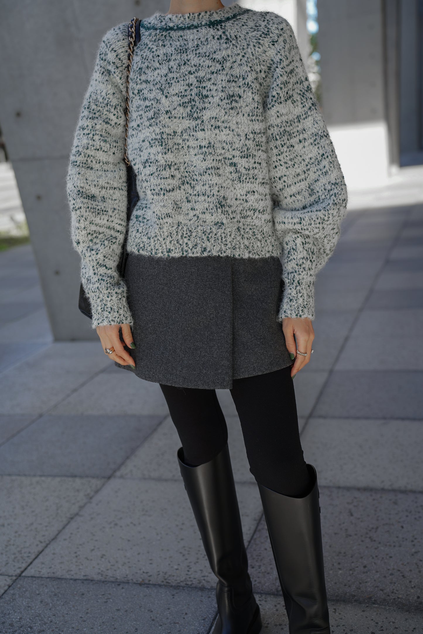 【予約販売12月下旬配送】ミックスリボンニット【GREEN】