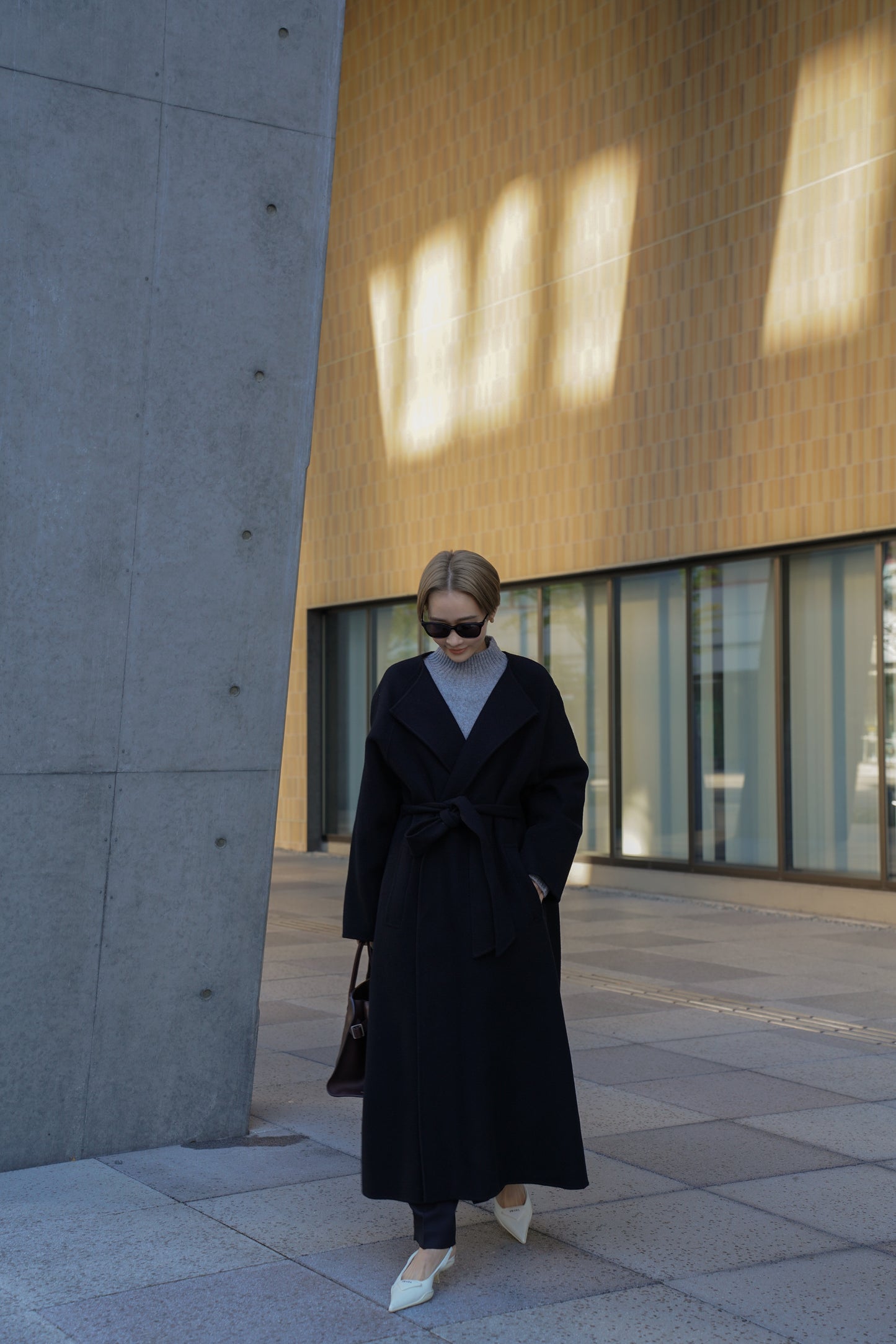 【予約販売1月下旬配送】 SUPER140ロングリバーコート【BLACK】