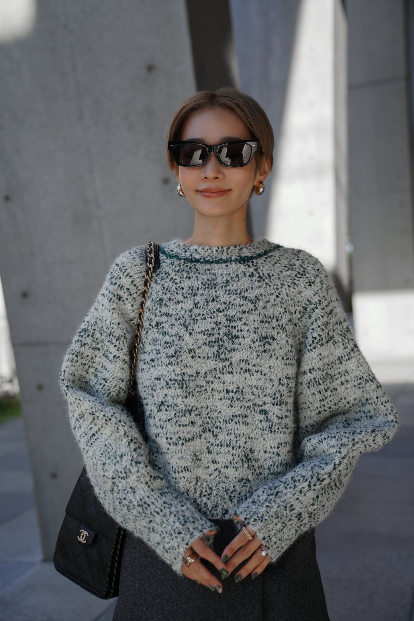 【予約販売12月下旬配送】ミックスリボンニット【GREEN】