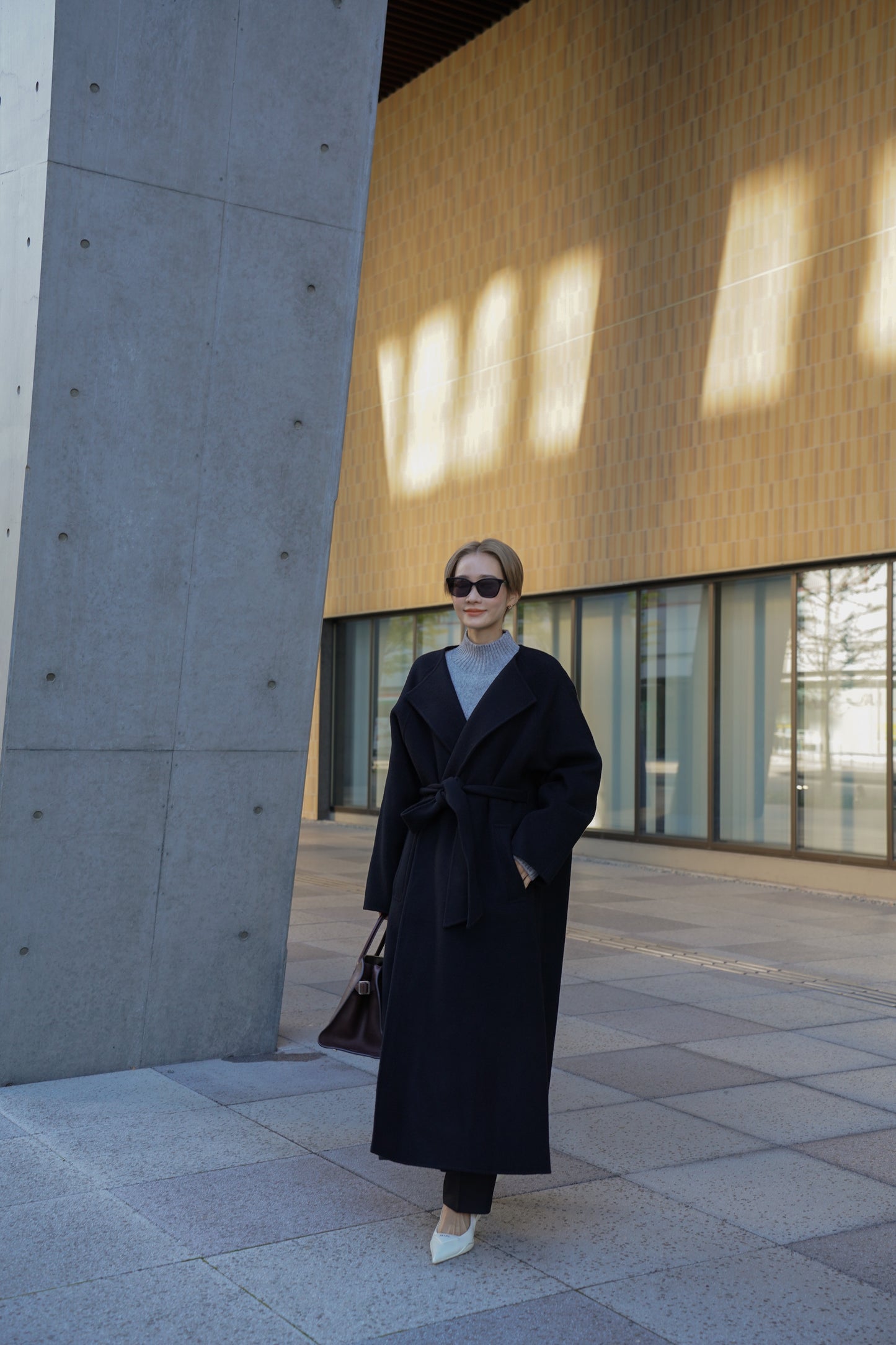 【予約販売1月下旬配送】 SUPER140ロングリバーコート【BLACK】