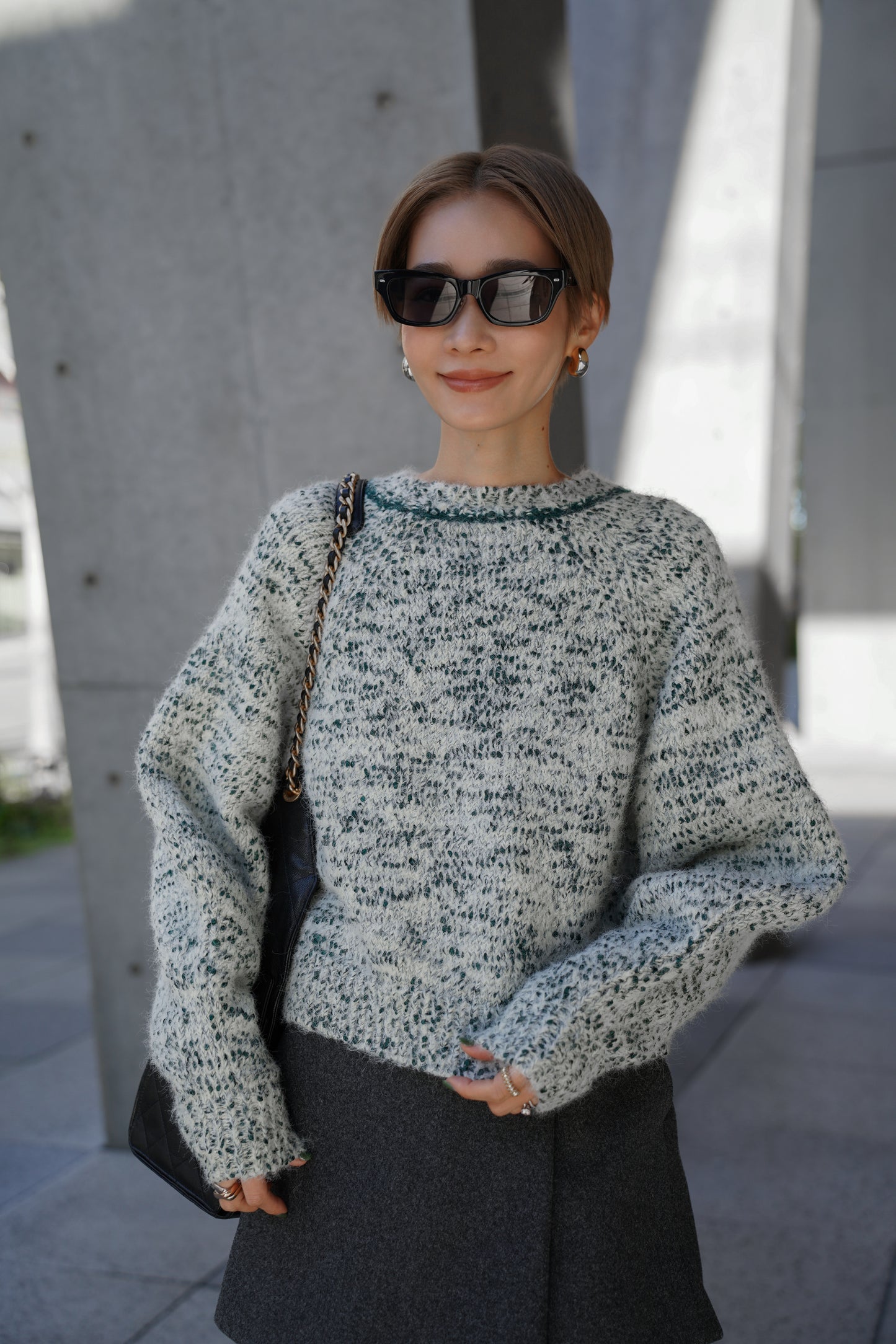 【予約販売12月下旬配送】ミックスリボンニット【GREEN】