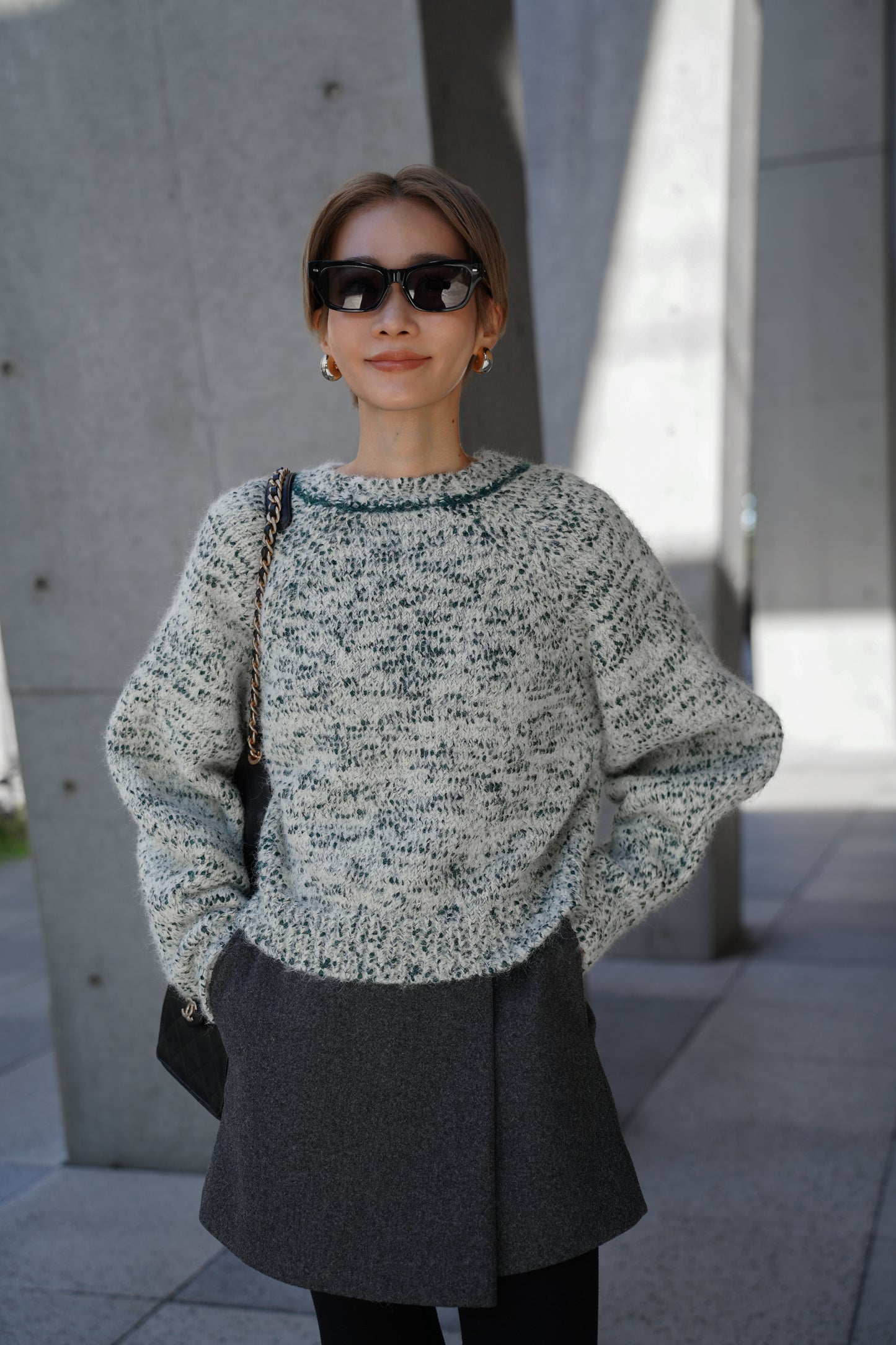 【予約販売12月下旬配送】ミックスリボンニット【GREEN】