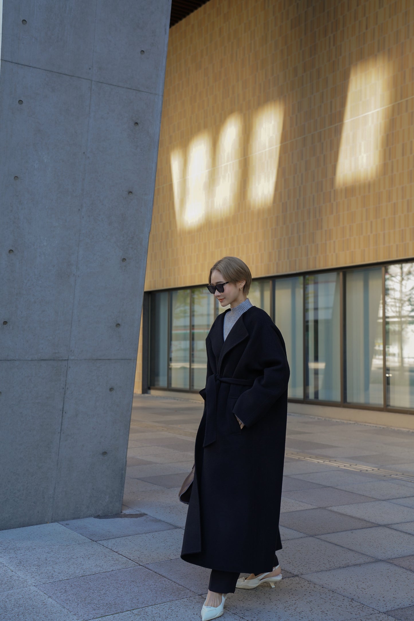 【予約販売1月下旬配送】 SUPER140ロングリバーコート【BLACK】