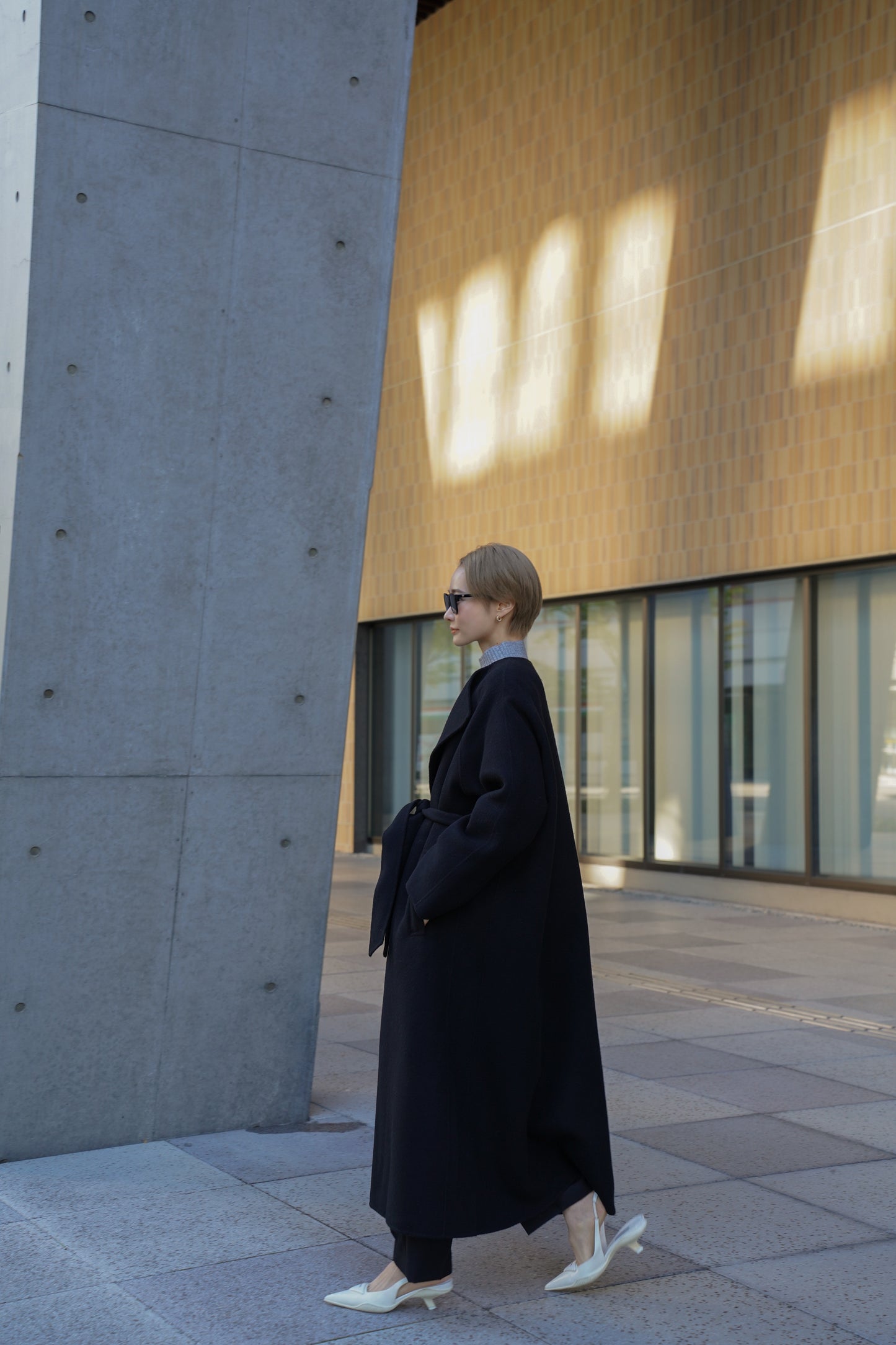 【予約販売1月下旬配送】 SUPER140ロングリバーコート【BLACK】