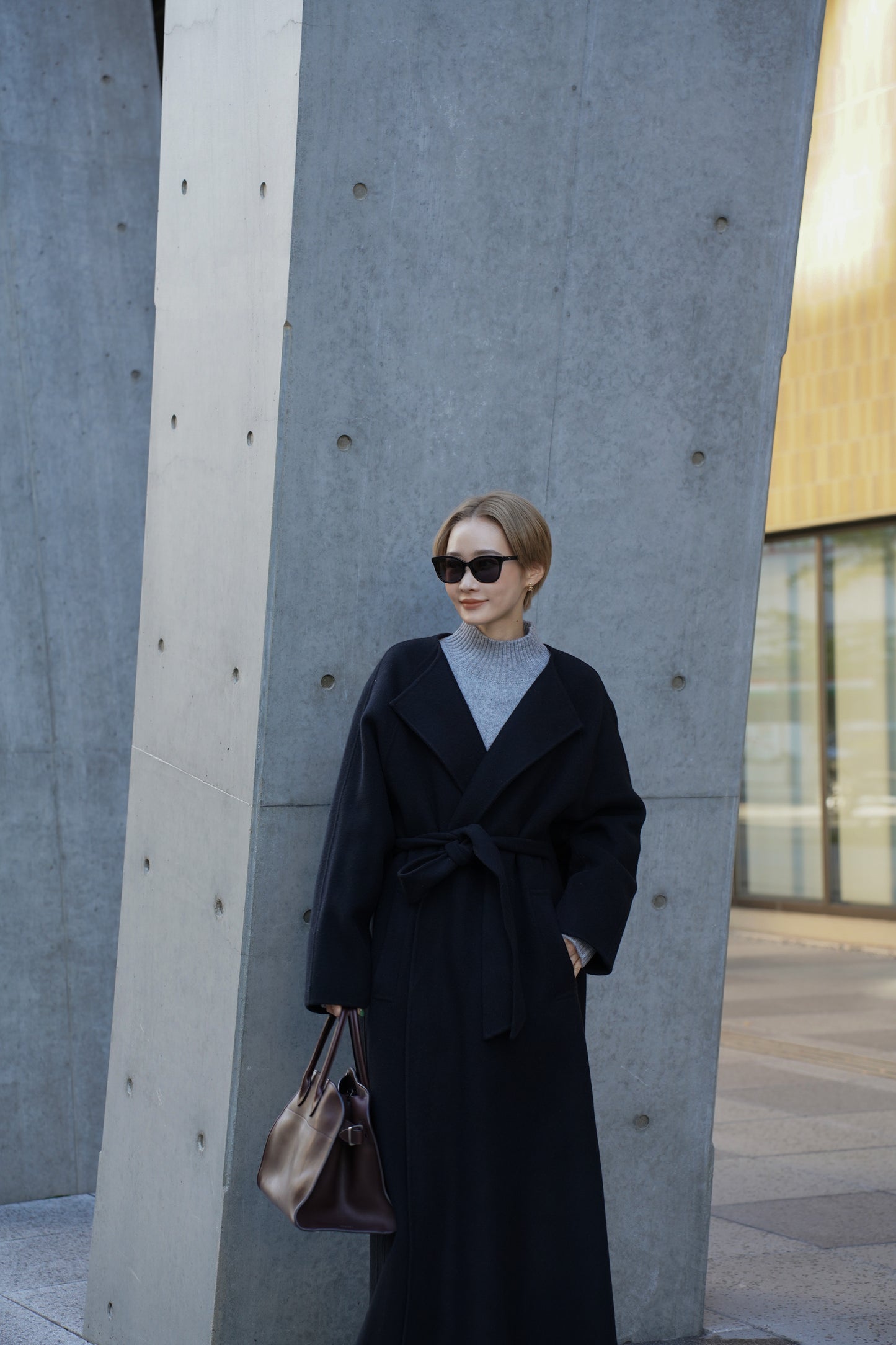 【予約販売1月下旬配送】 SUPER140ロングリバーコート【BLACK】