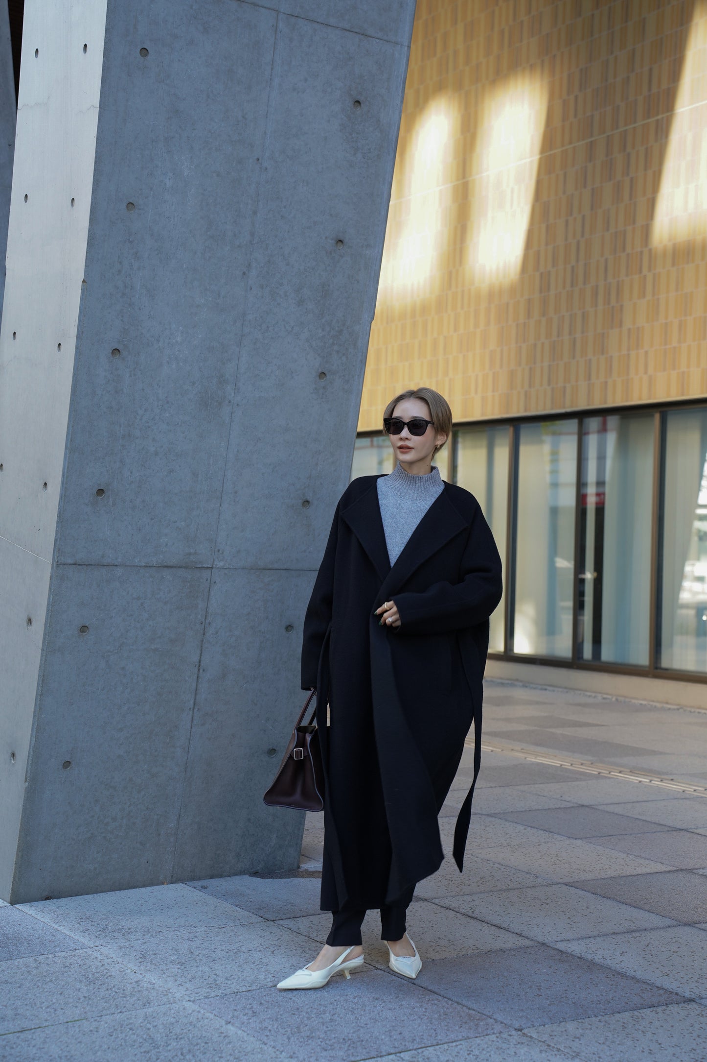 【予約販売1月下旬配送】 SUPER140ロングリバーコート【BLACK】