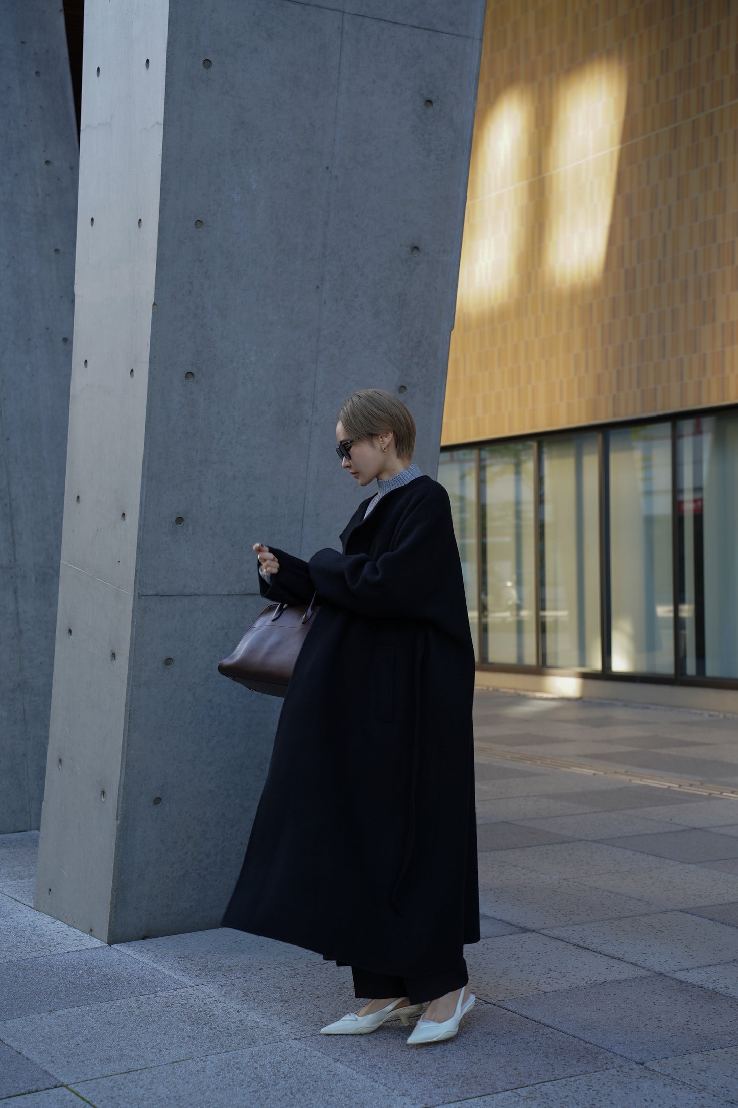 【予約販売1月下旬配送】 SUPER140ロングリバーコート【BLACK】