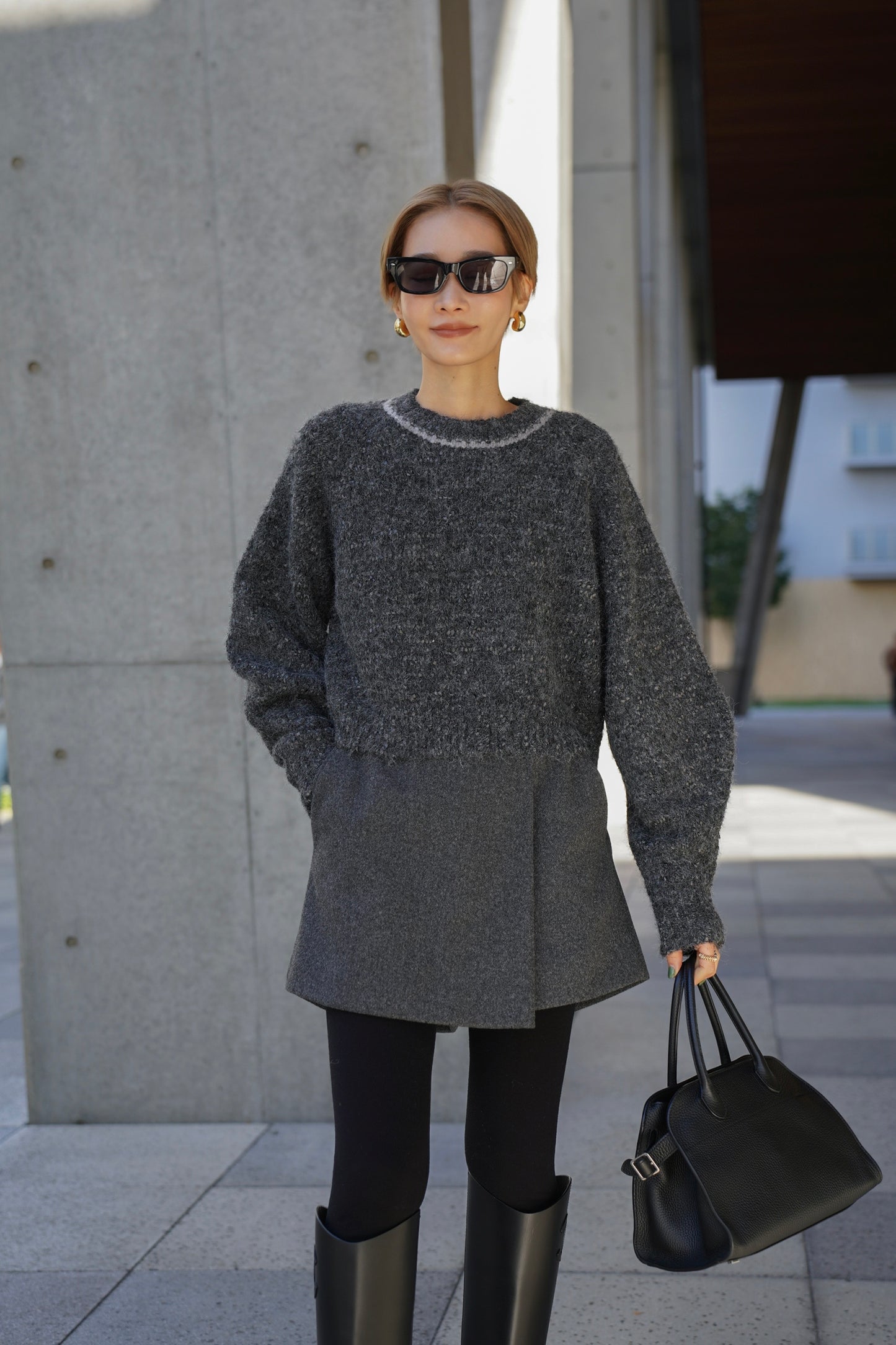 ミックスリボンニット【GRAY】