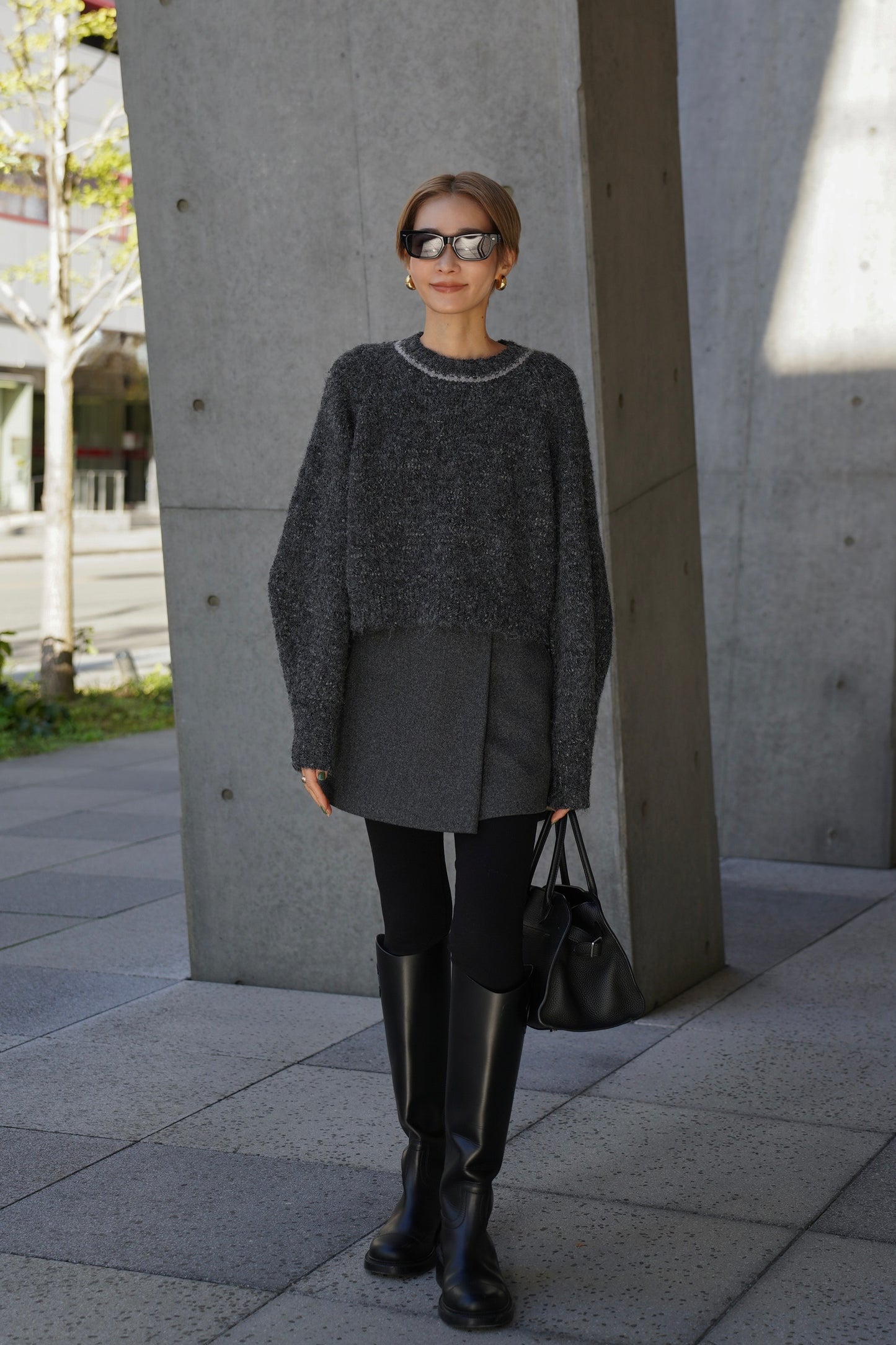 ミックスリボンニット【GRAY】