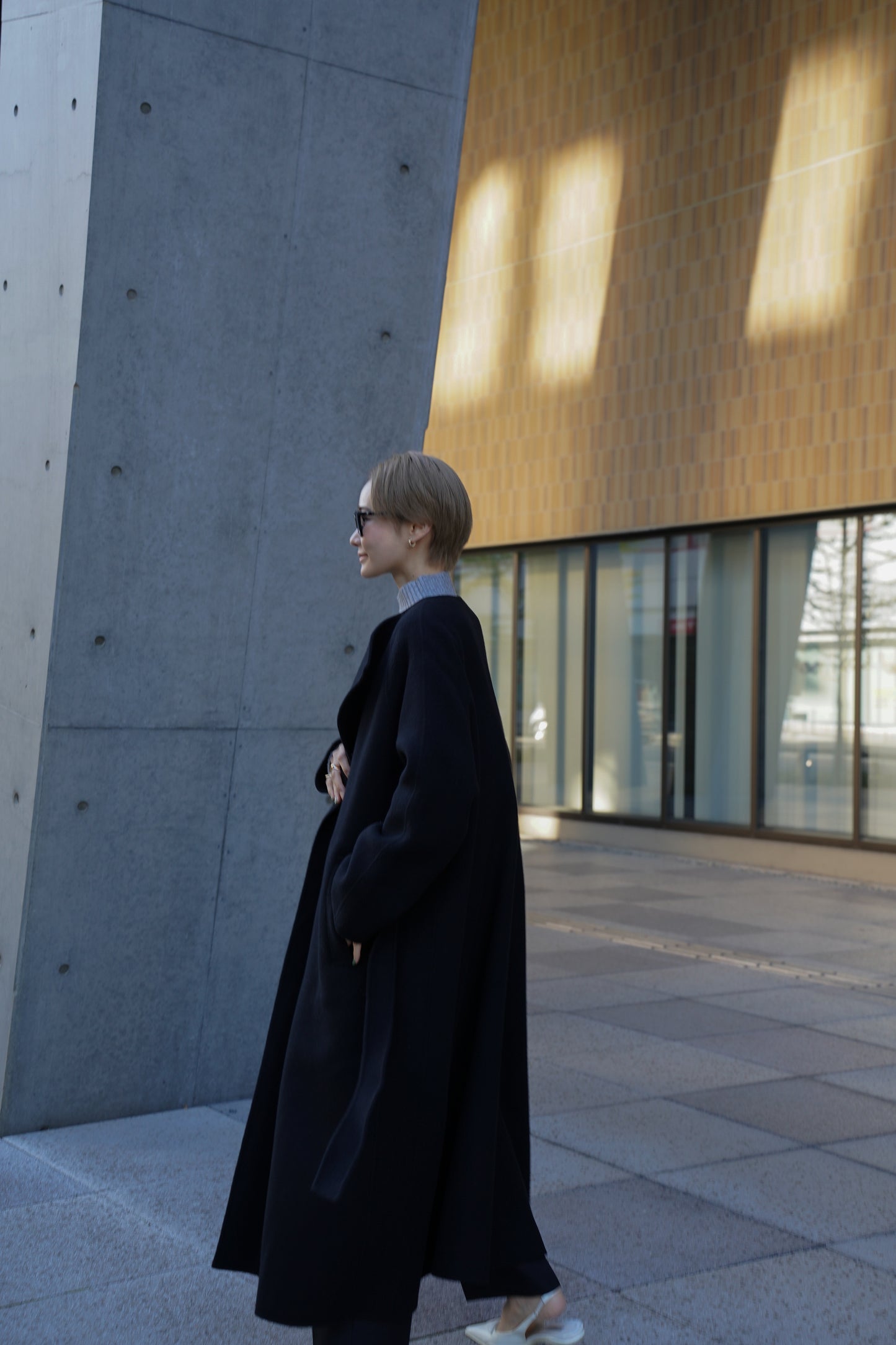 【予約販売1月下旬配送】 SUPER140ロングリバーコート【BLACK】