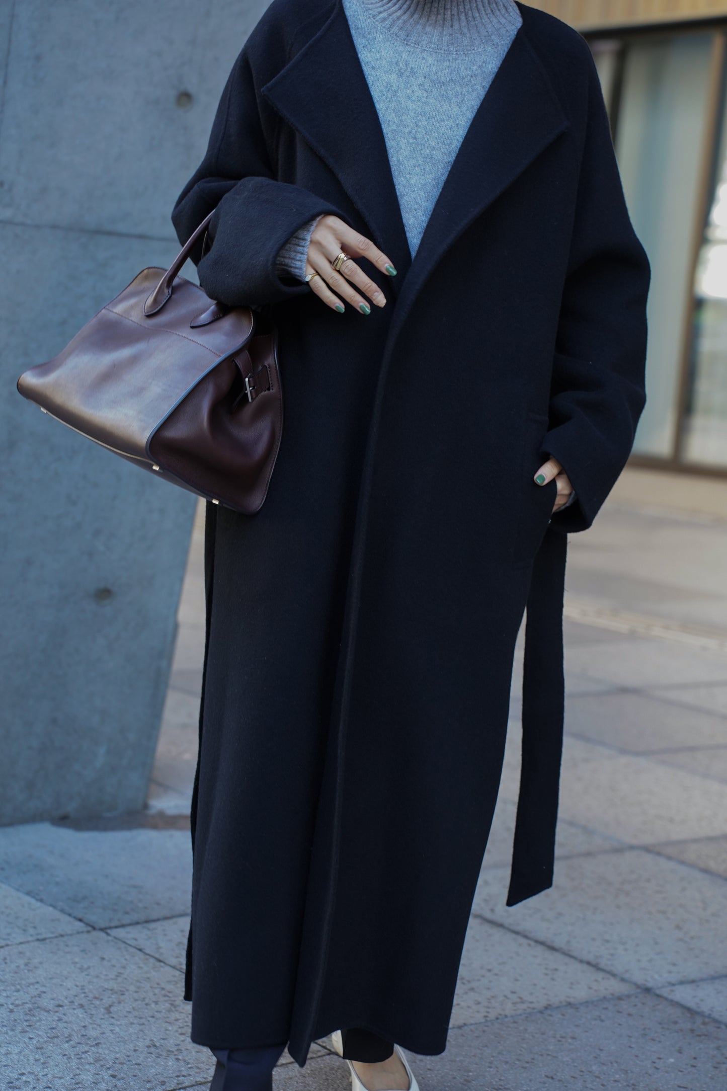 【予約販売1月下旬配送】 SUPER140ロングリバーコート【BLACK】