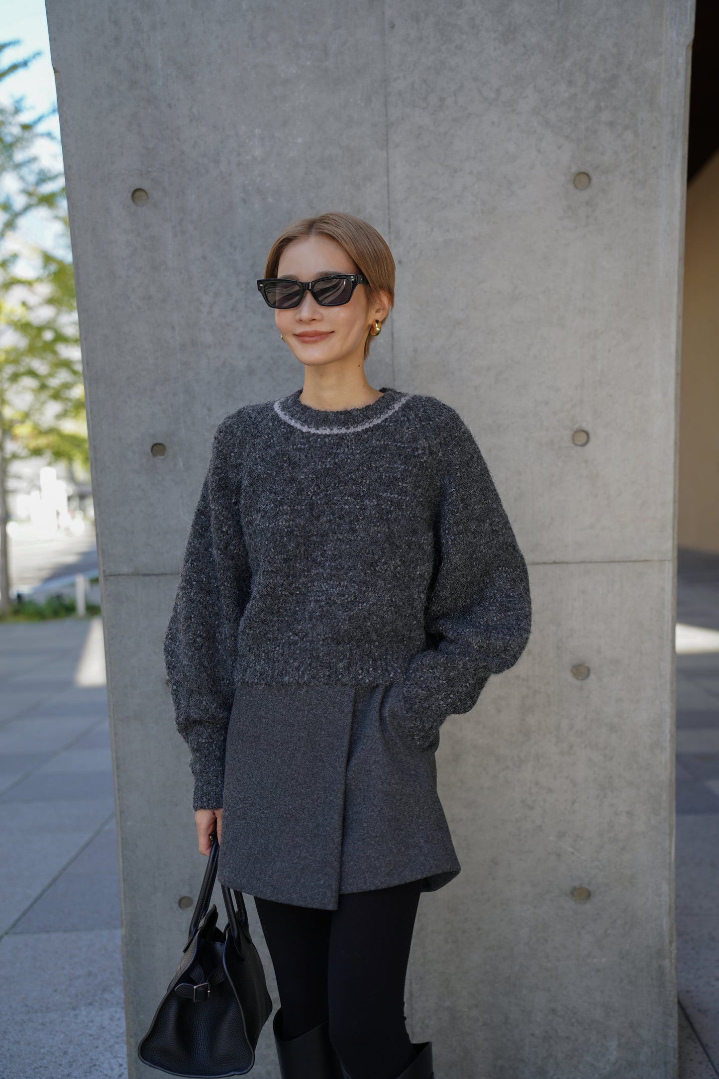 ミックスリボンニット【GRAY】