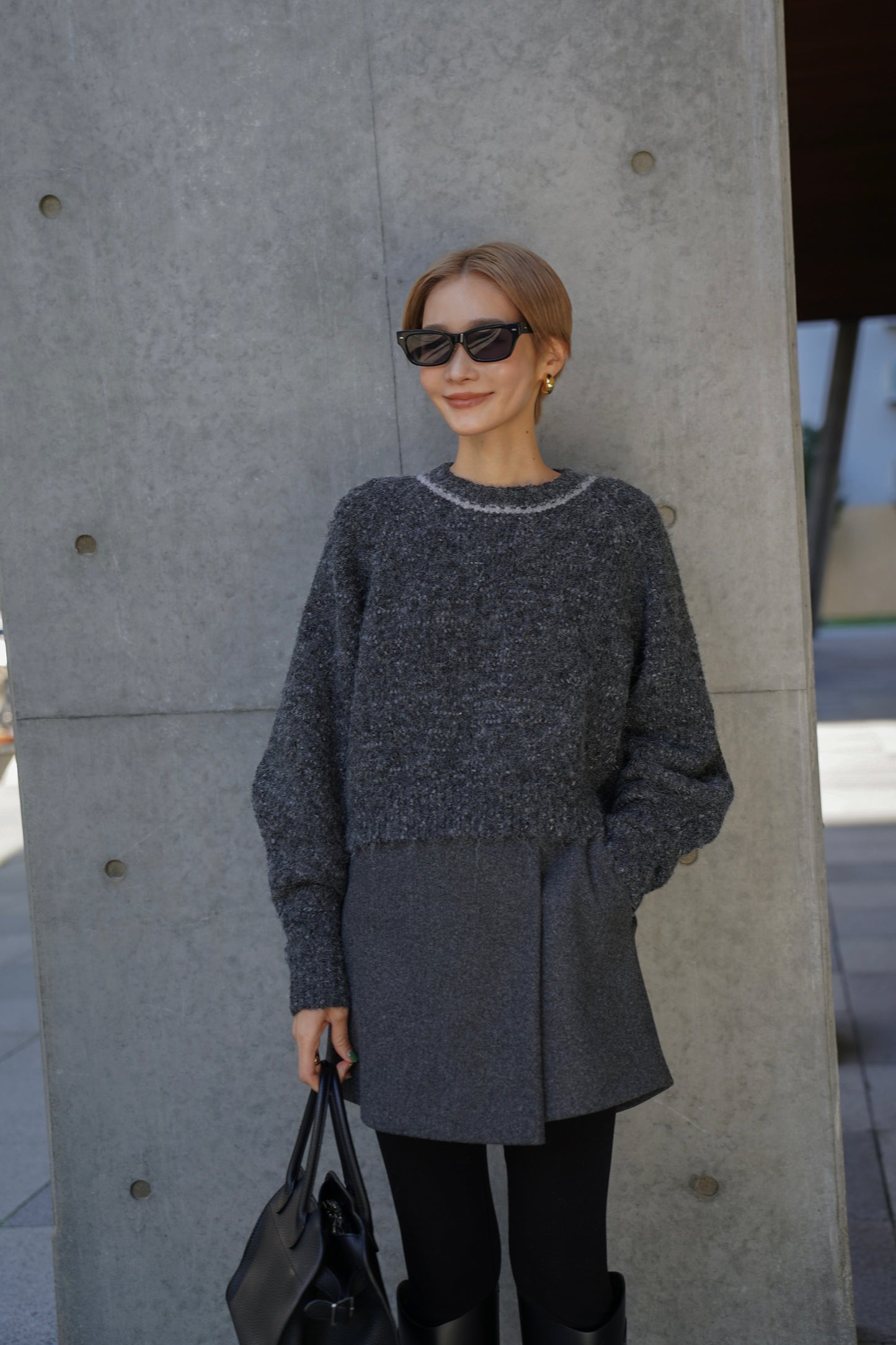 ミックスリボンニット【GRAY】