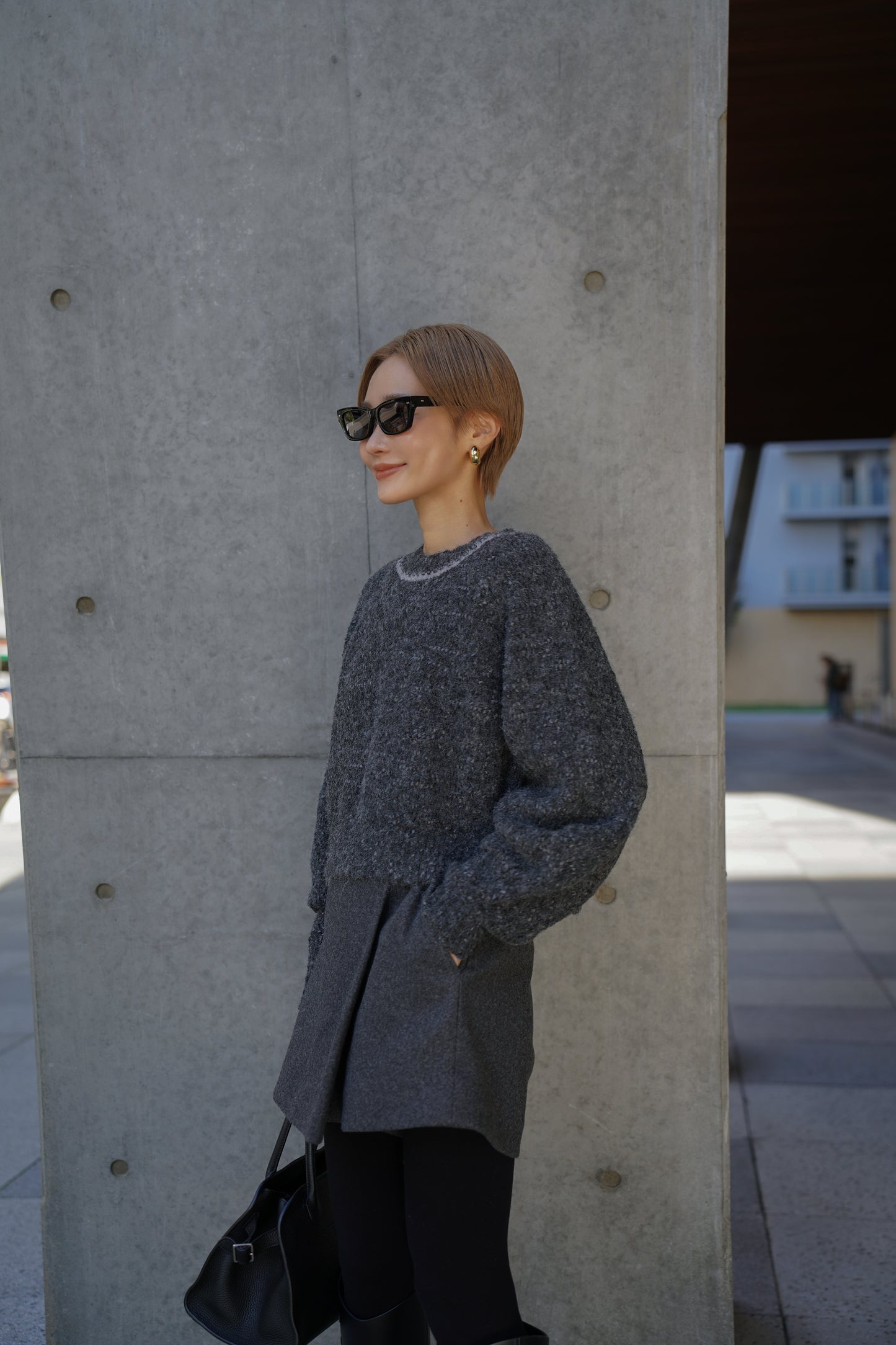 ミックスリボンニット【GRAY】