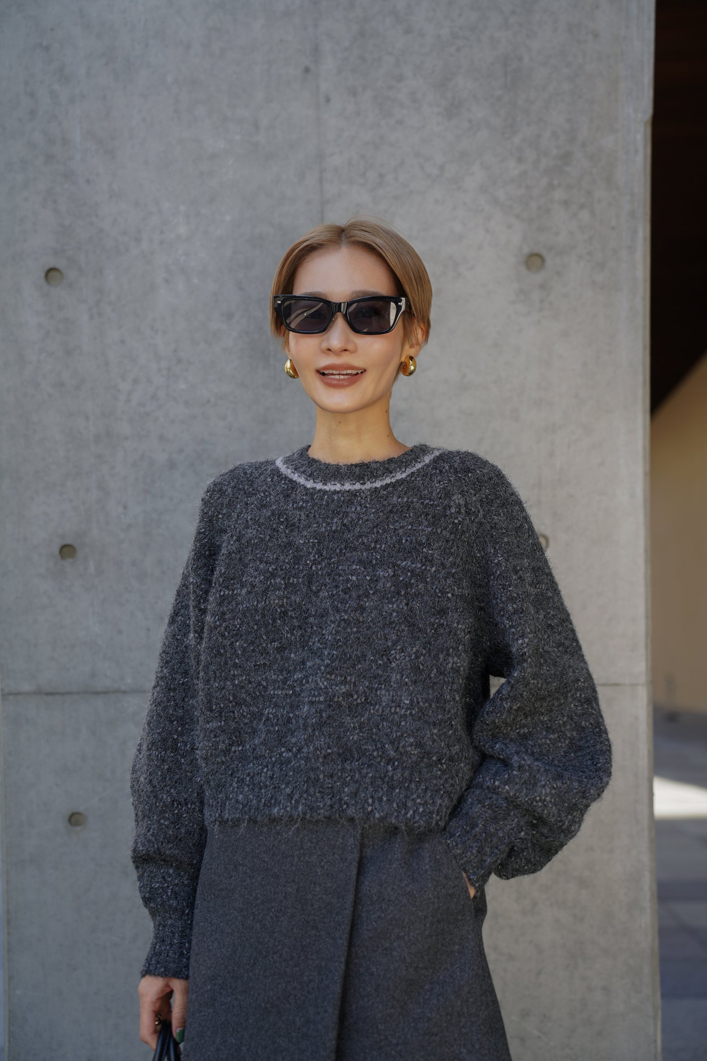 ミックスリボンニット【GRAY】