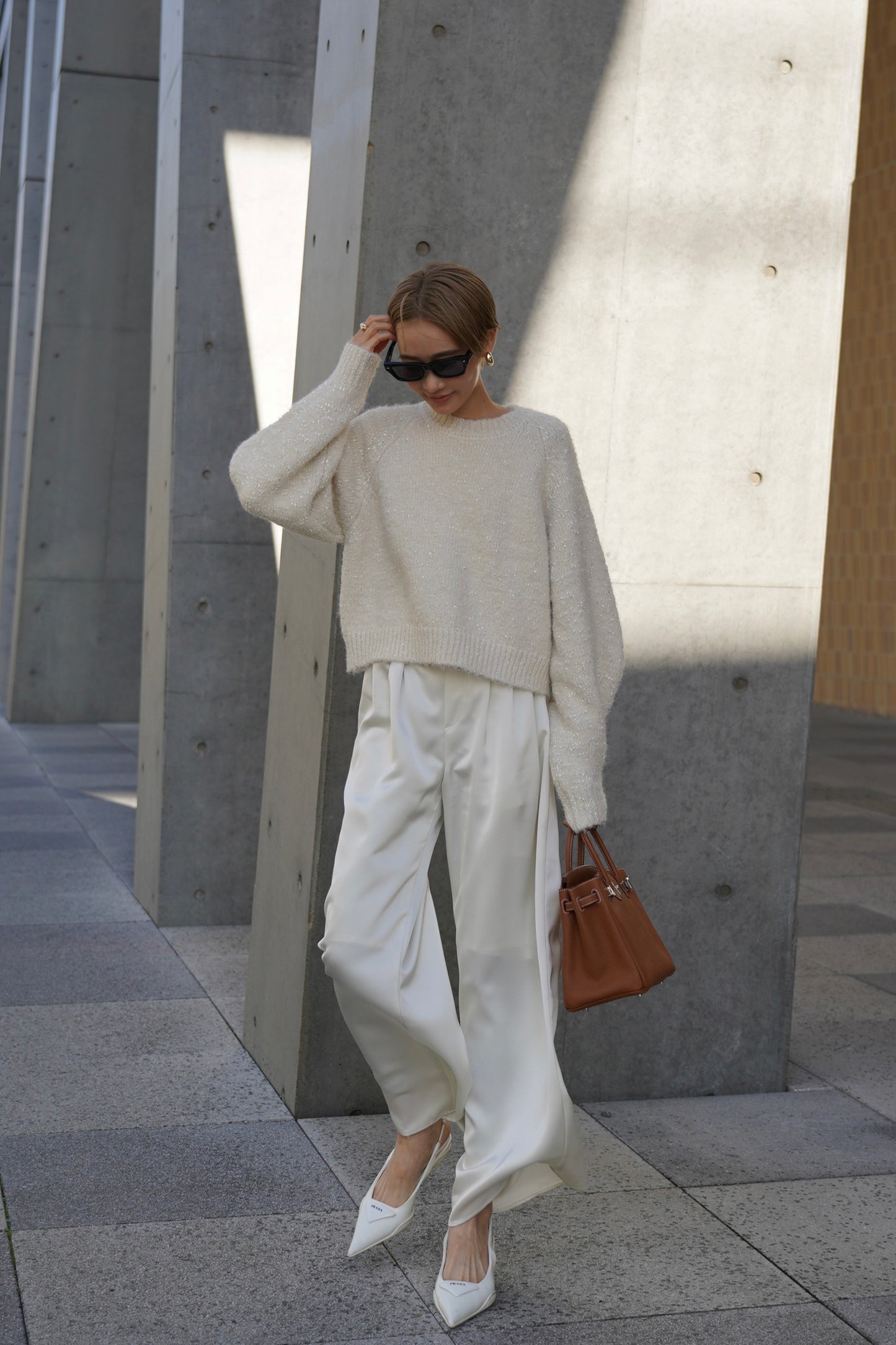 【予約販売12月下旬配送】ミックスリボンニット【WHITE】