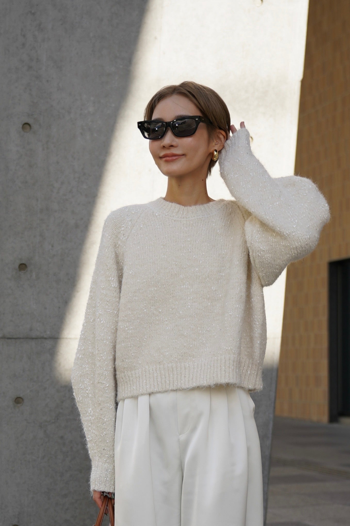 【予約販売12月下旬配送】ミックスリボンニット【WHITE】