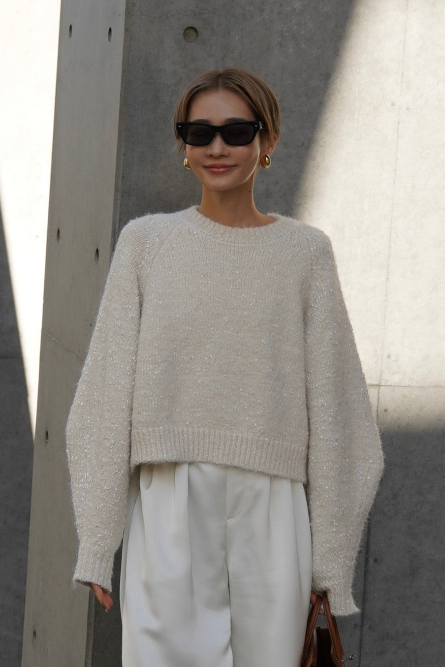 【予約販売12月下旬配送】ミックスリボンニット【WHITE】