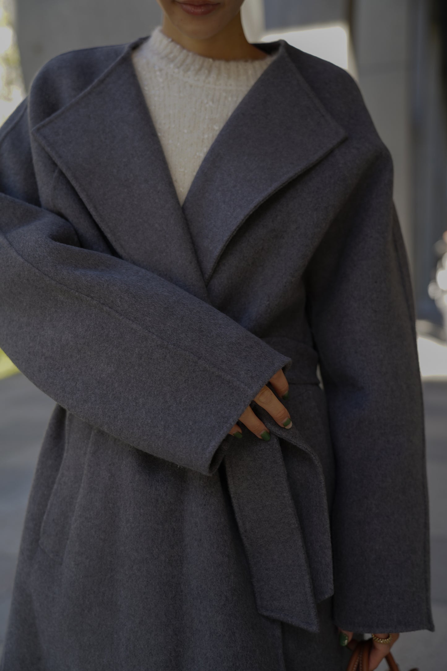 【予約販売1月下旬配送】 SUPER140ロングリバーコート【GRAY】