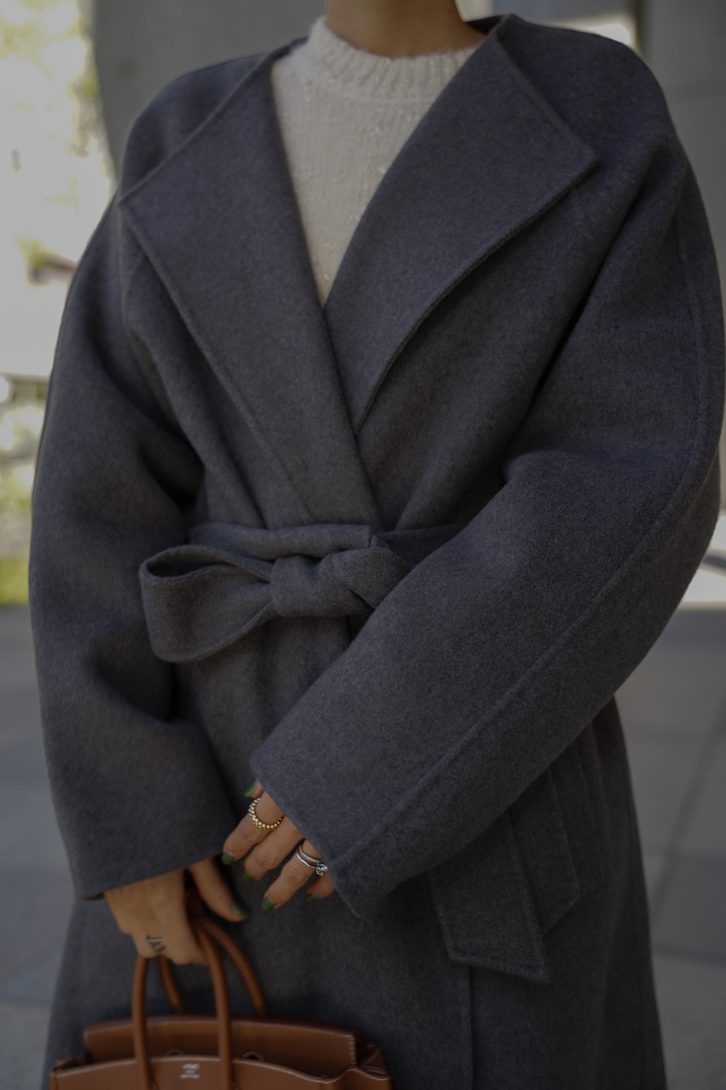 【予約販売1月下旬配送】 SUPER140ロングリバーコート【GRAY】