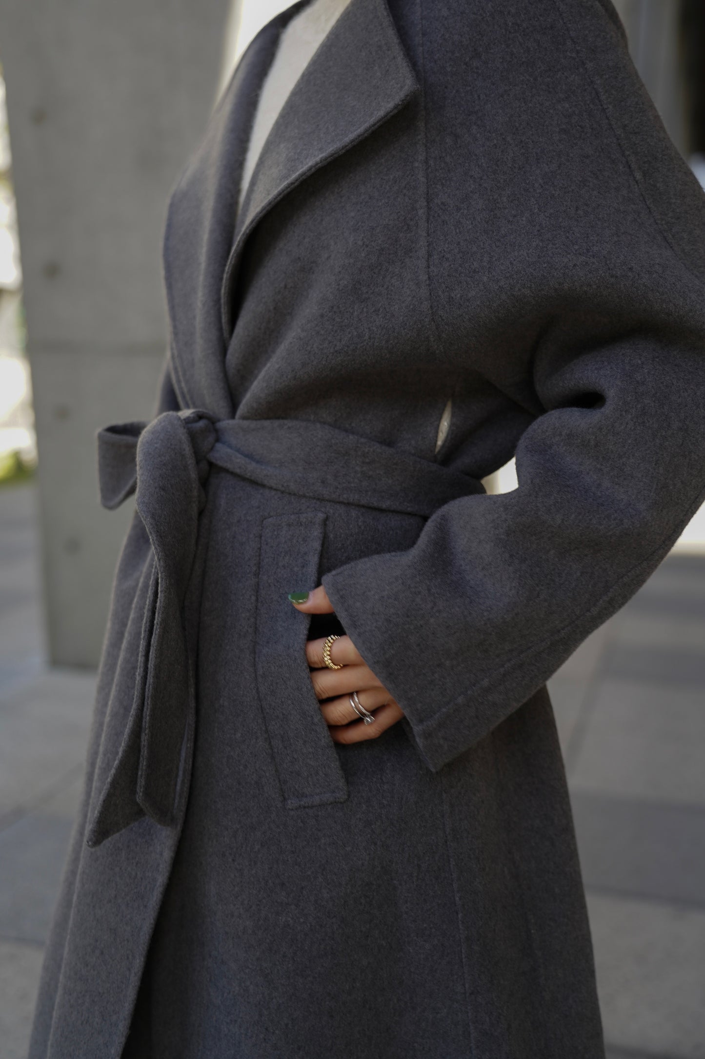 【予約販売1月下旬配送】 SUPER140ロングリバーコート【GRAY】