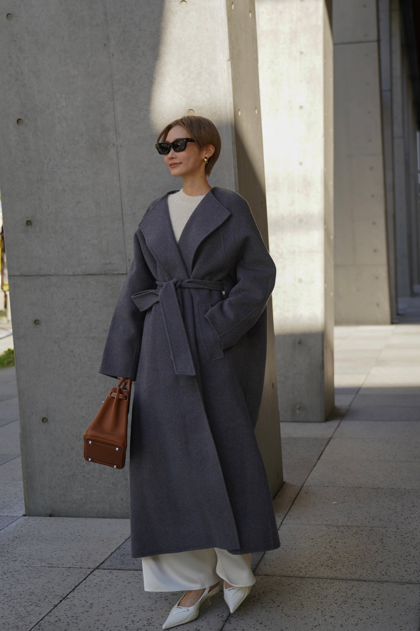 【予約販売1月下旬配送】 SUPER140ロングリバーコート【GRAY】