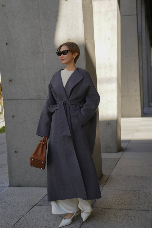 【予約販売1月下旬配送】 SUPER140ロングリバーコート【GRAY】