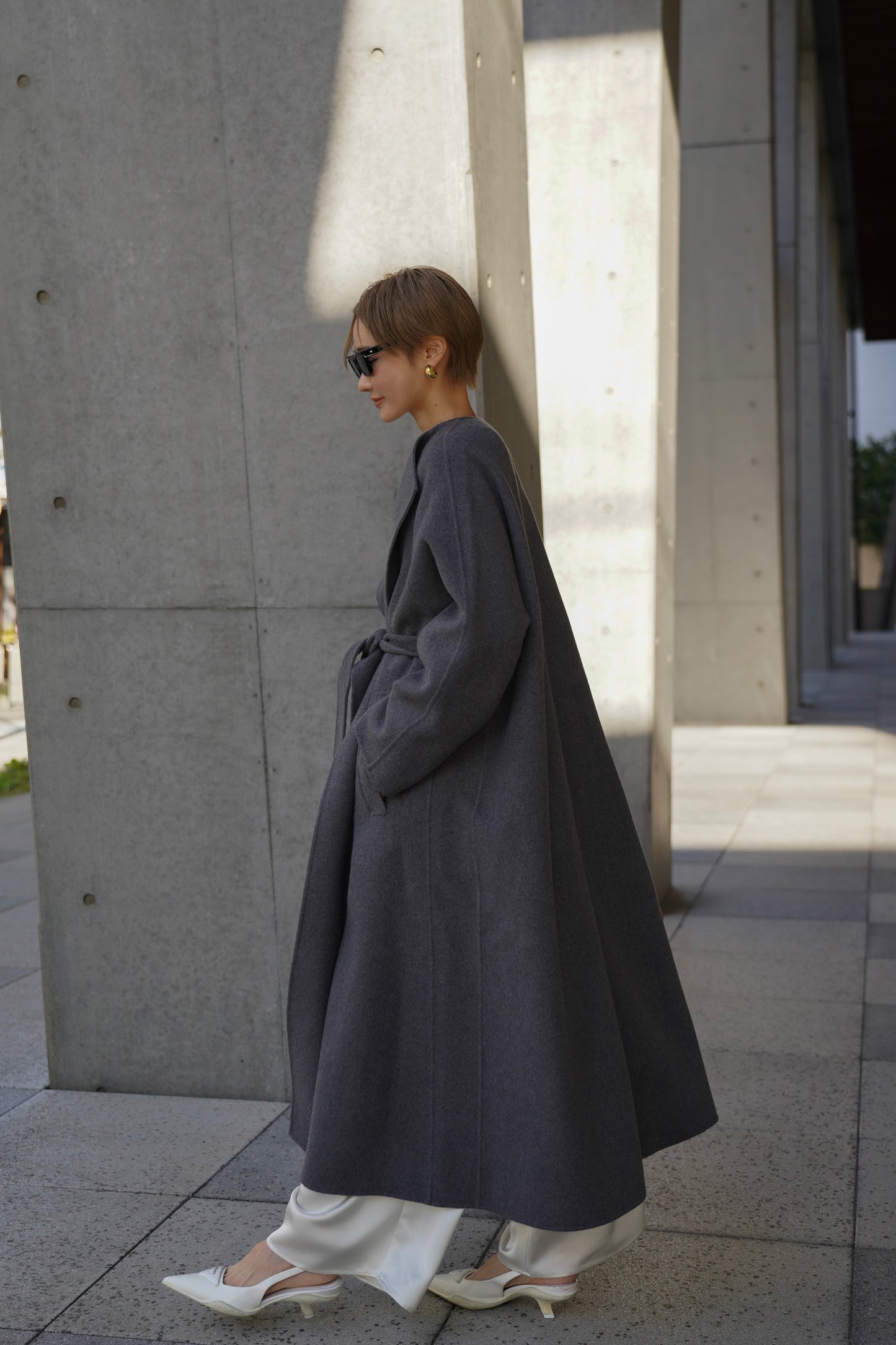 【予約販売1月下旬配送】 SUPER140ロングリバーコート【GRAY】