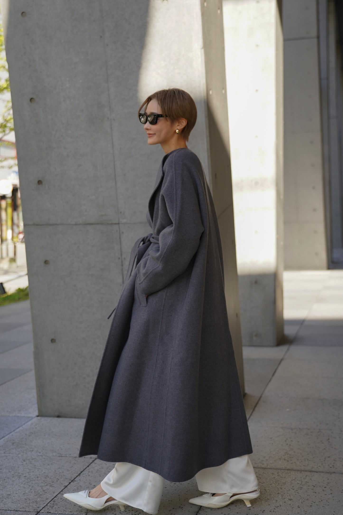 【予約販売1月下旬配送】 SUPER140ロングリバーコート【GRAY】