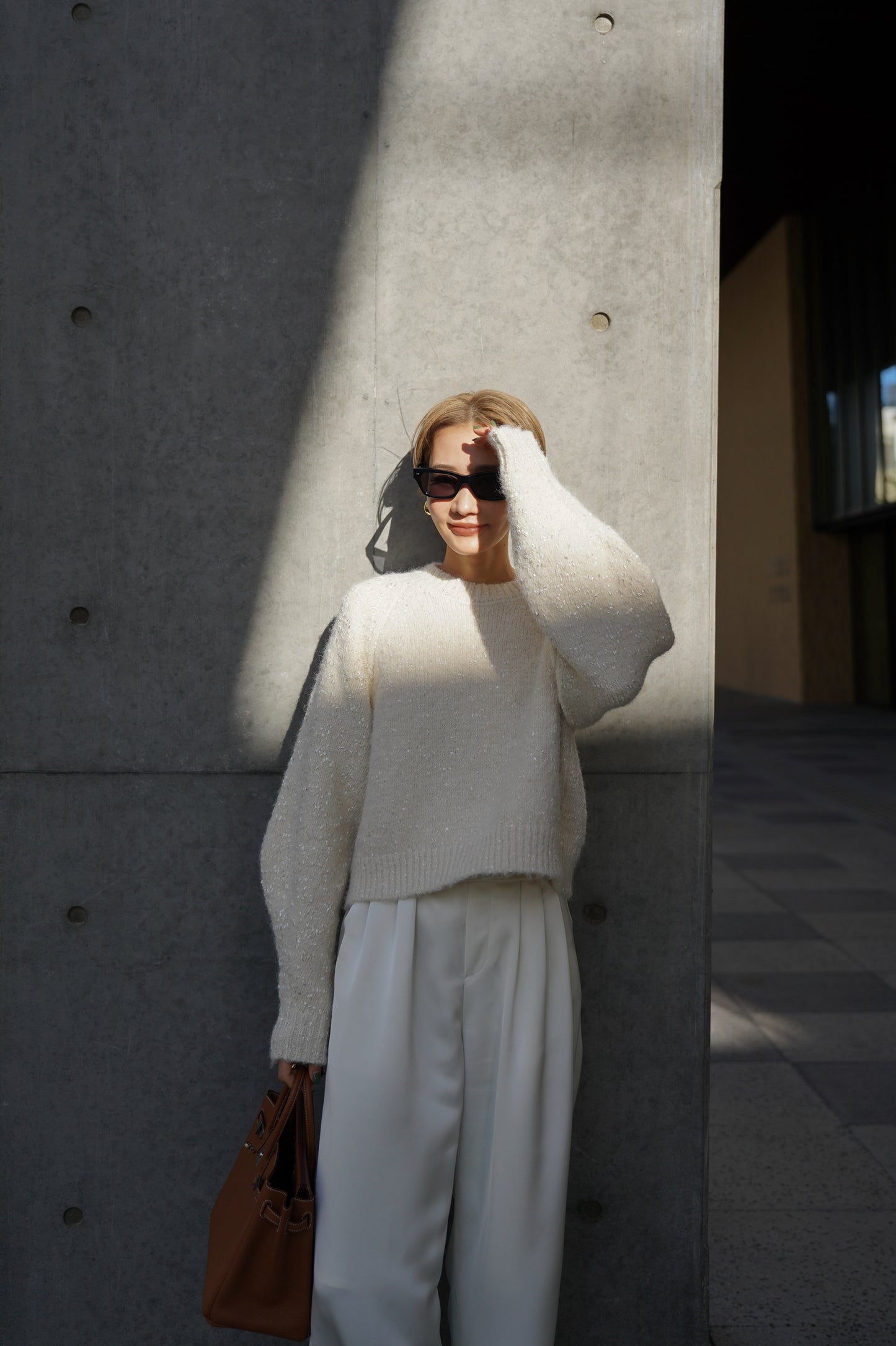 【予約販売12月下旬配送】ミックスリボンニット【WHITE】