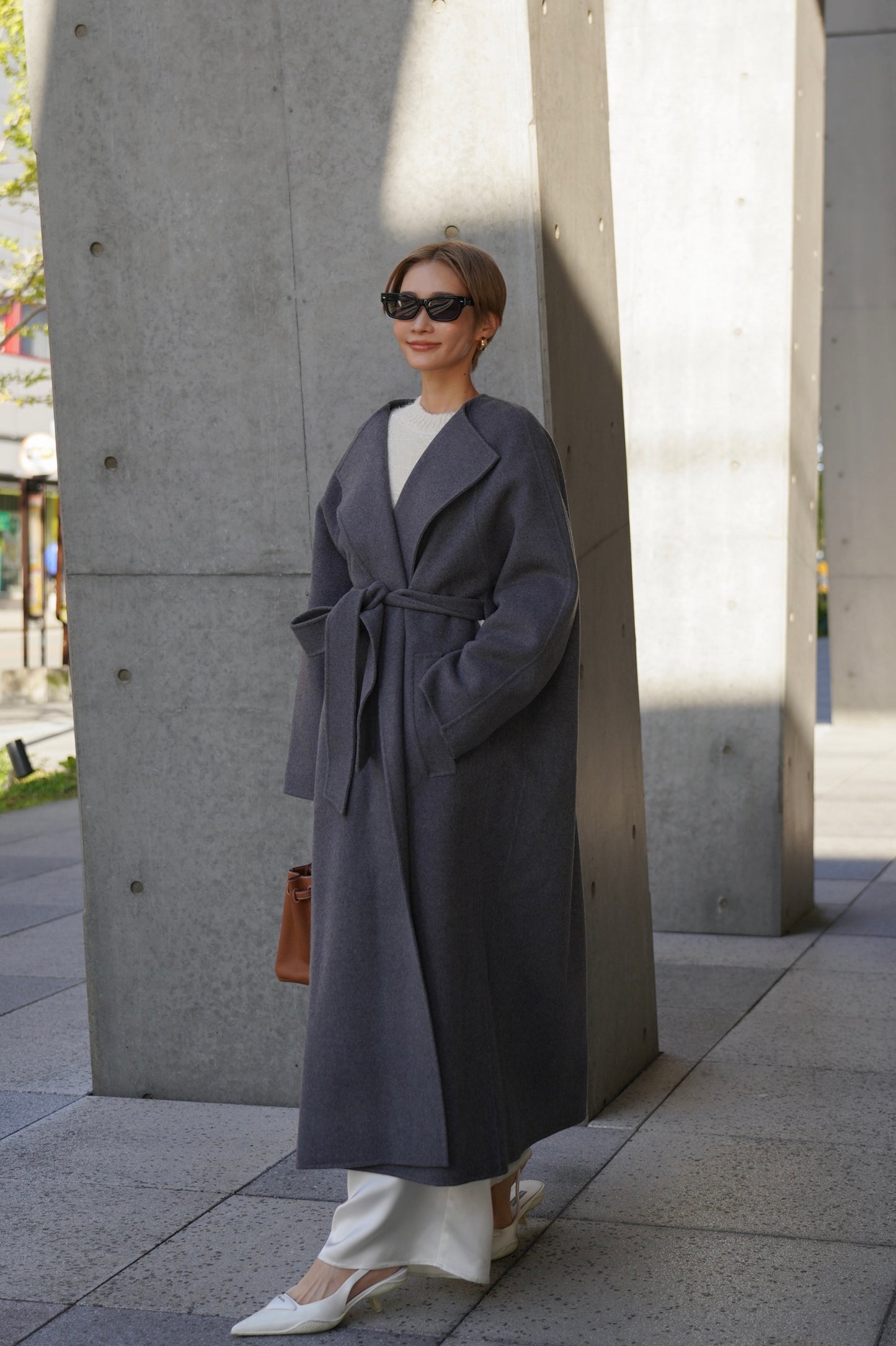 【予約販売1月下旬配送】 SUPER140ロングリバーコート【GRAY】