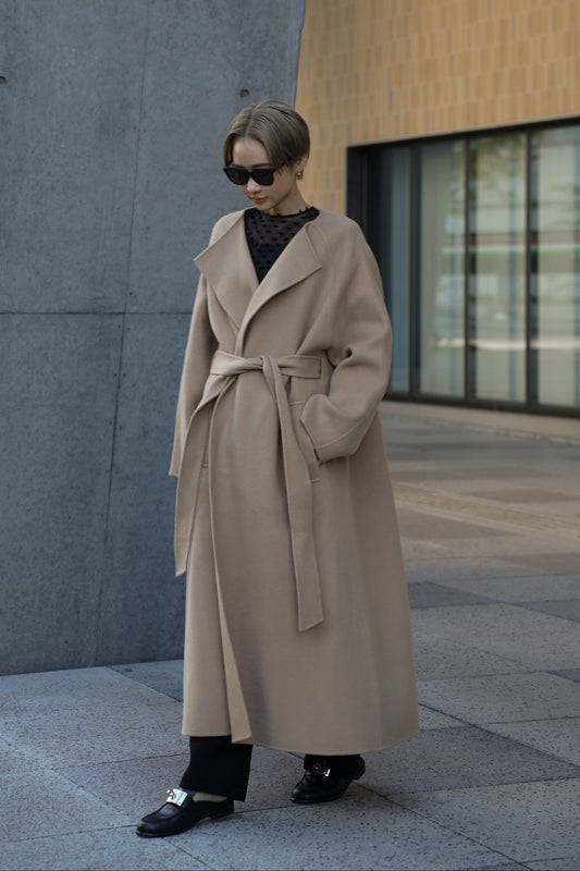 【予約販売1月下旬配送】 SUPER140ロングリバーコート【BEIGE】