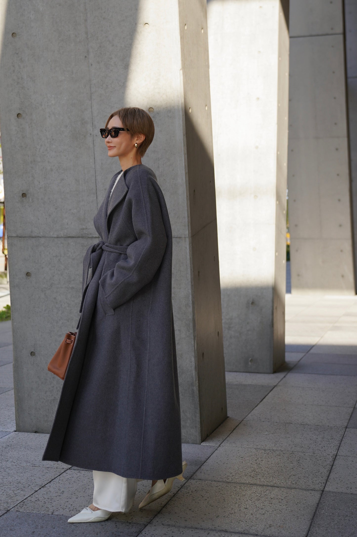 【予約販売1月下旬配送】 SUPER140ロングリバーコート【GRAY】