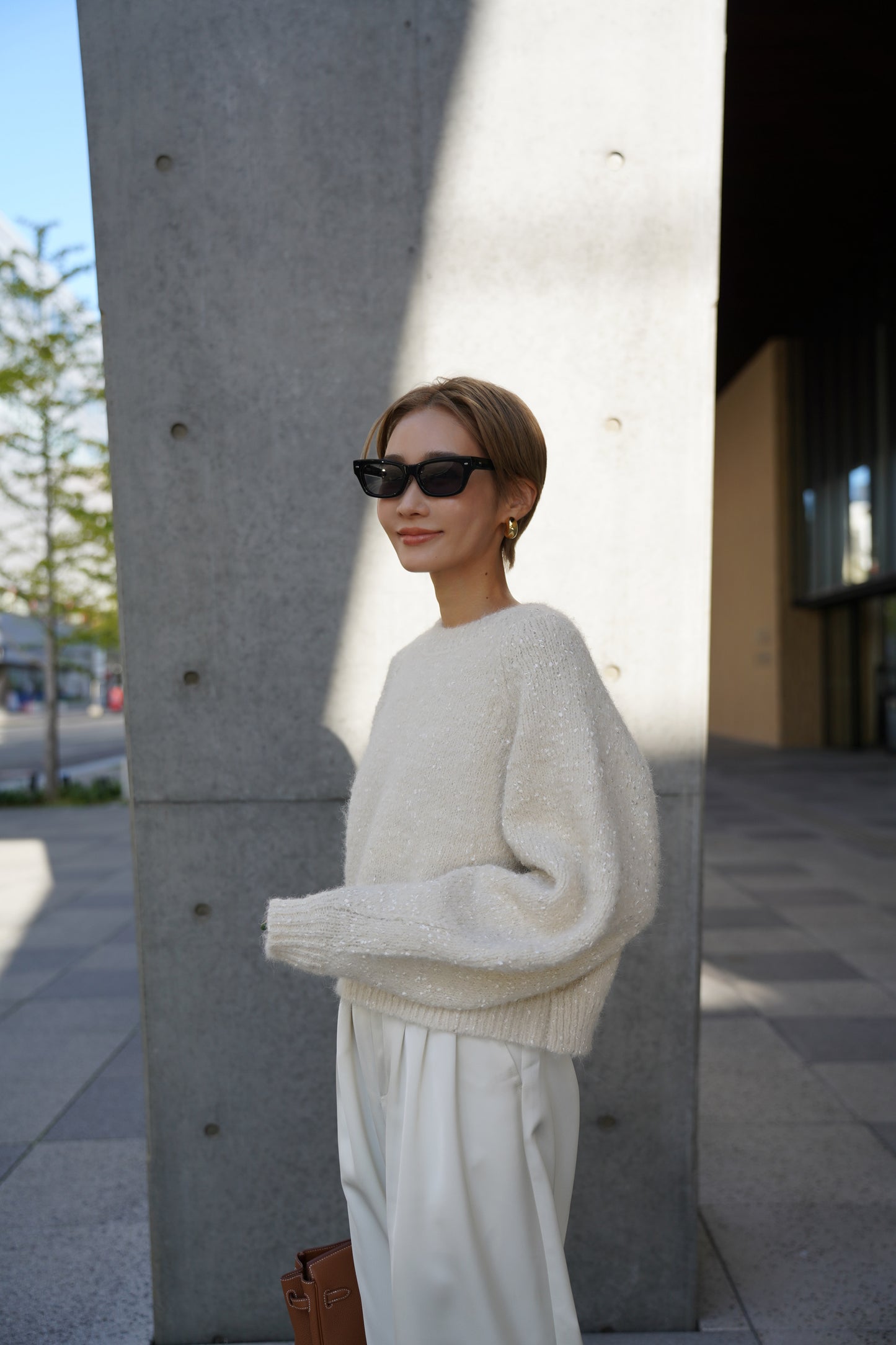 【予約販売12月下旬配送】ミックスリボンニット【WHITE】