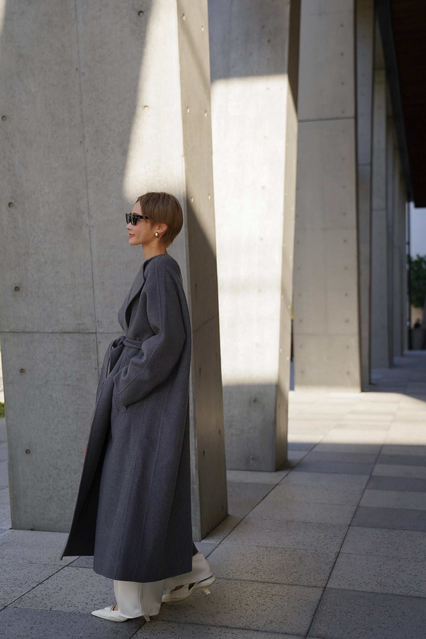 【予約販売1月下旬配送】 SUPER140ロングリバーコート【GRAY】