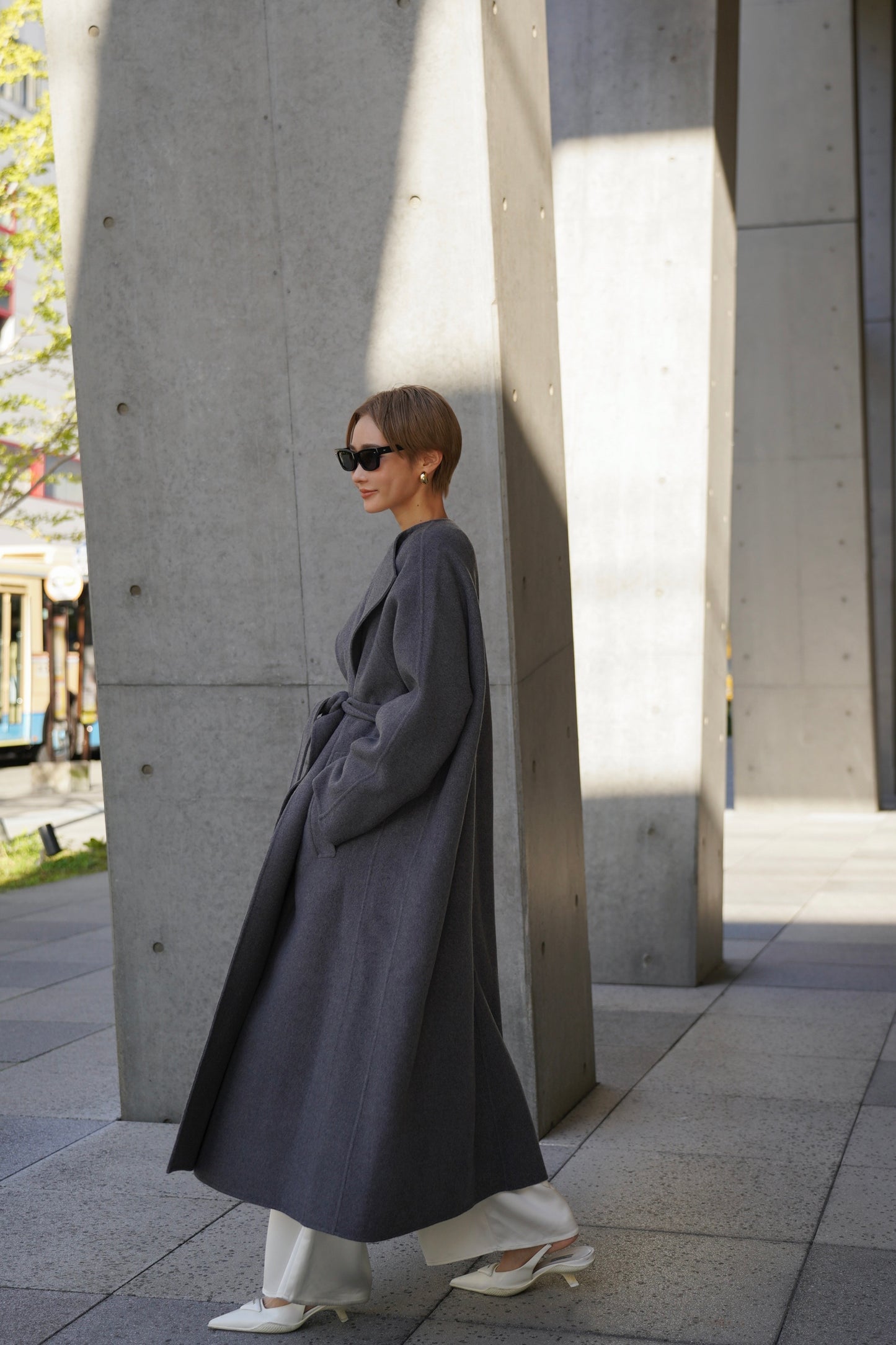 【予約販売1月下旬配送】 SUPER140ロングリバーコート【GRAY】