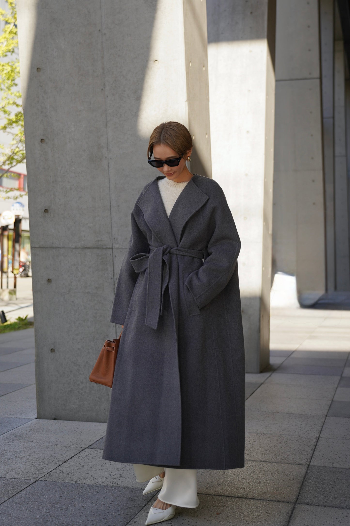 【予約販売1月下旬配送】 SUPER140ロングリバーコート【GRAY】