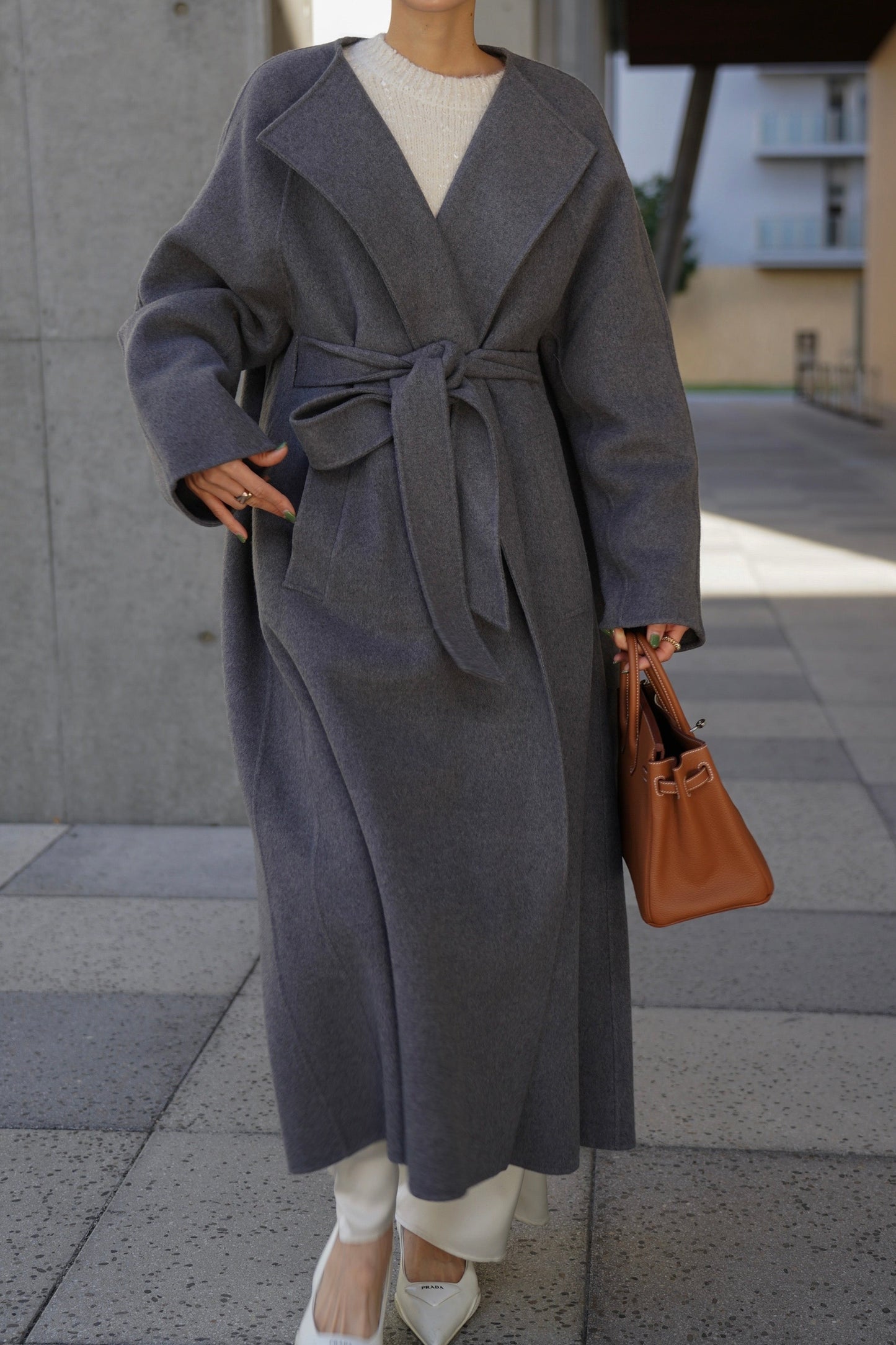 【予約販売1月下旬配送】 SUPER140ロングリバーコート【GRAY】