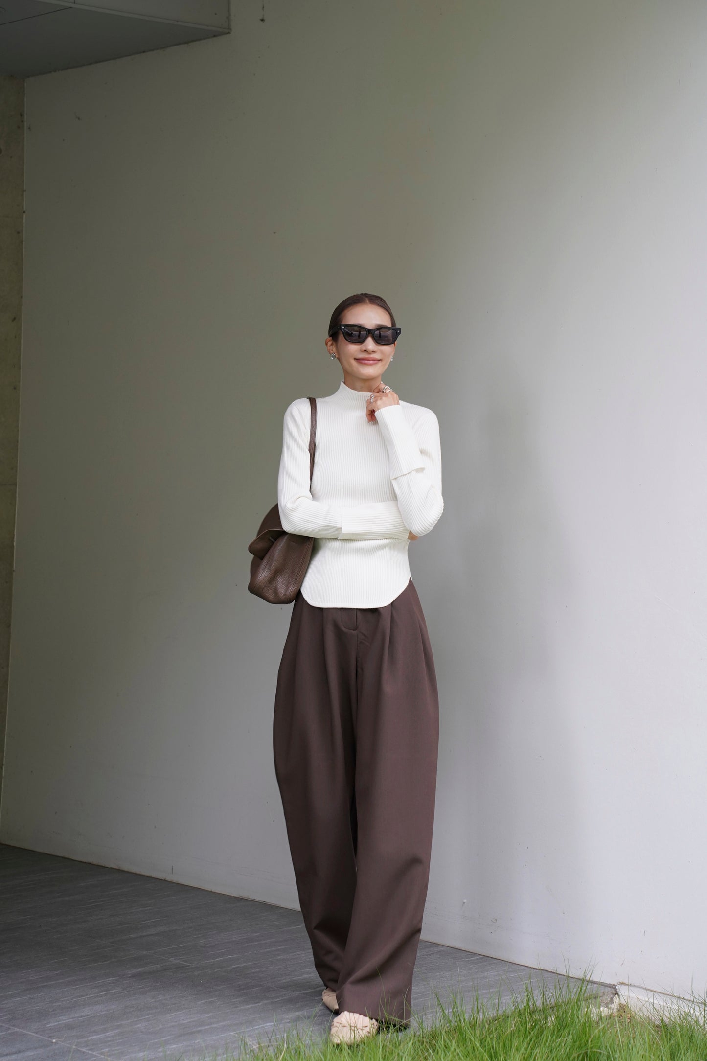 ロングスリーブタートルニット【WHITE】