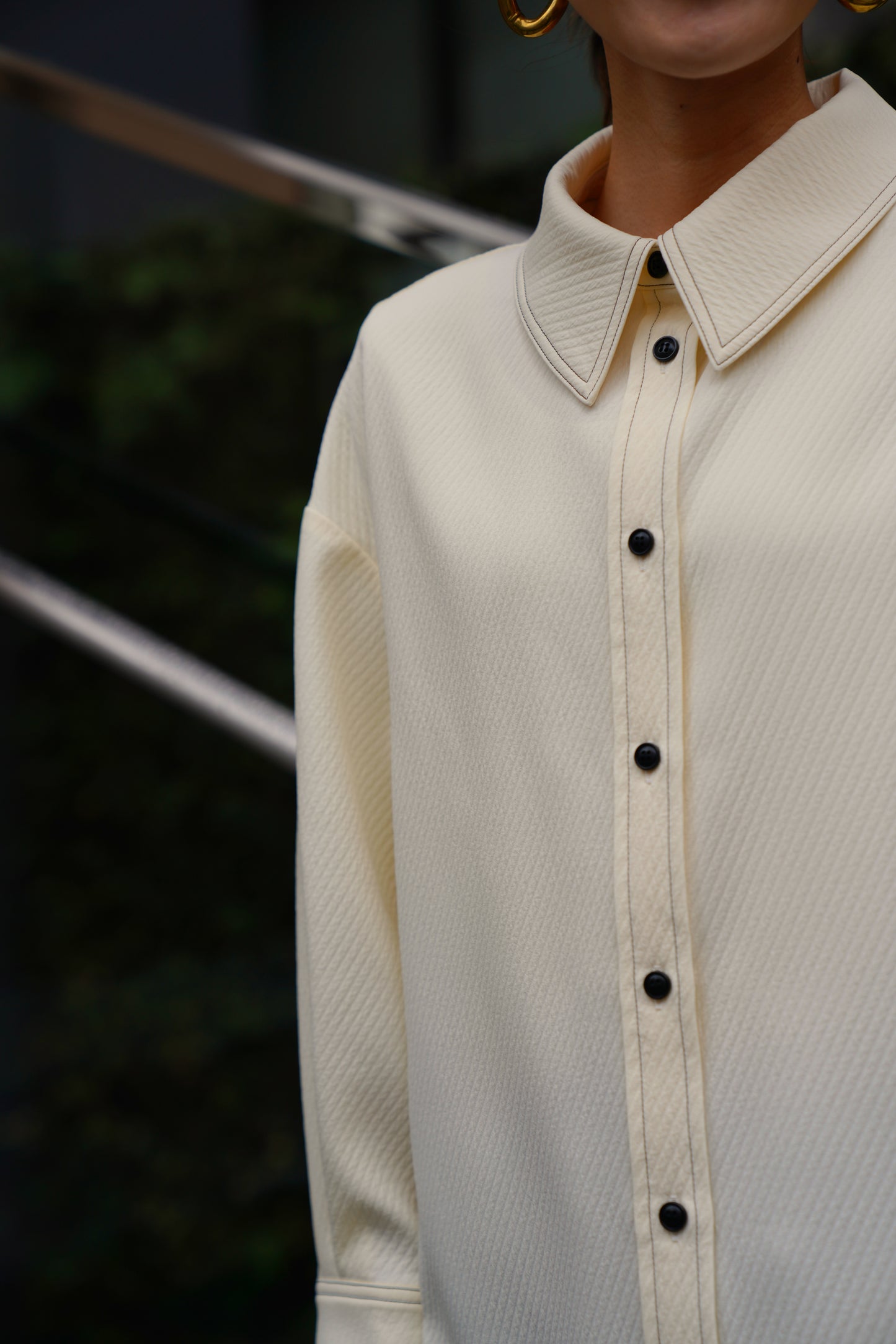 ジャガードステッチシャツ【WHITE】