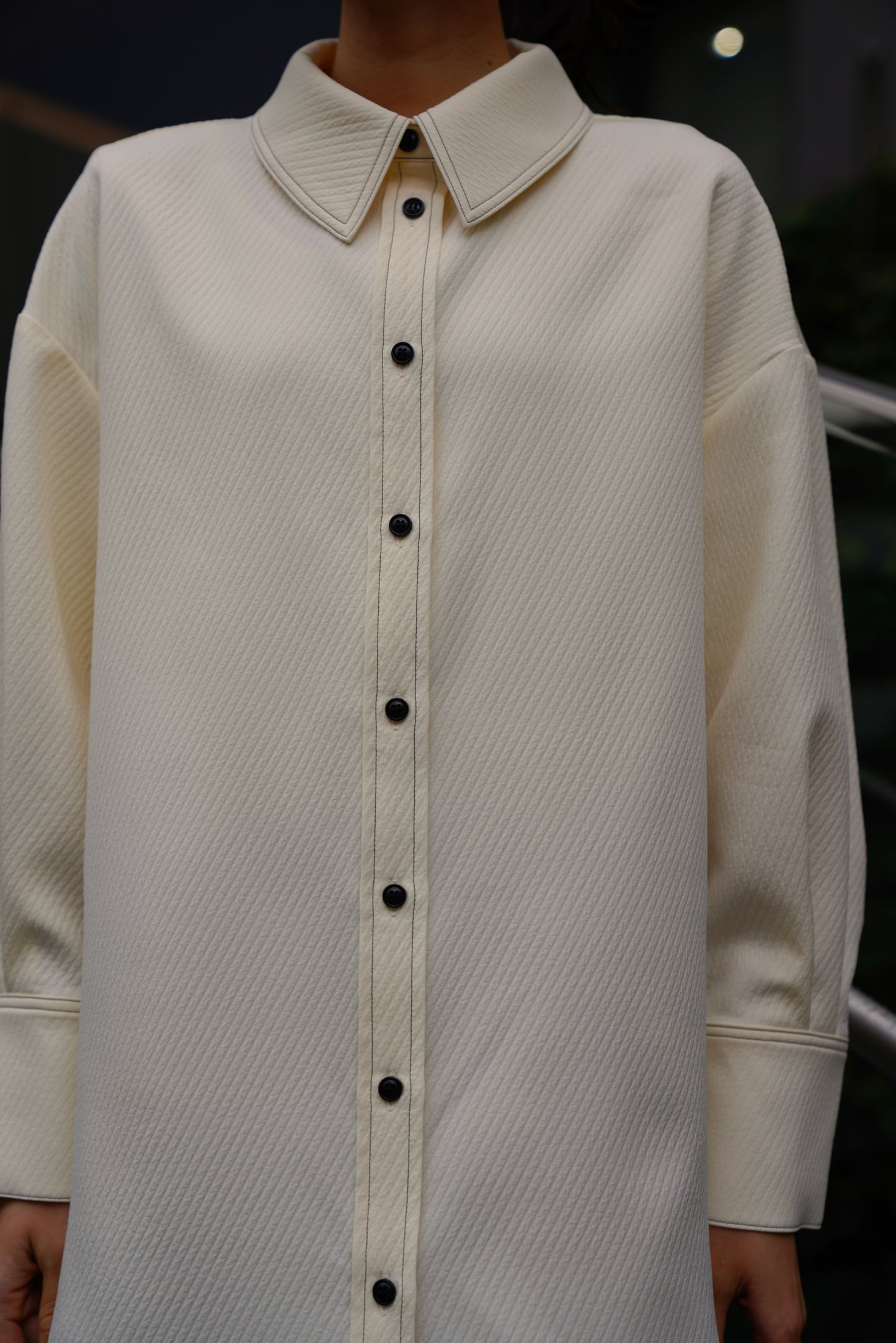 ジャガードステッチシャツ【WHITE】